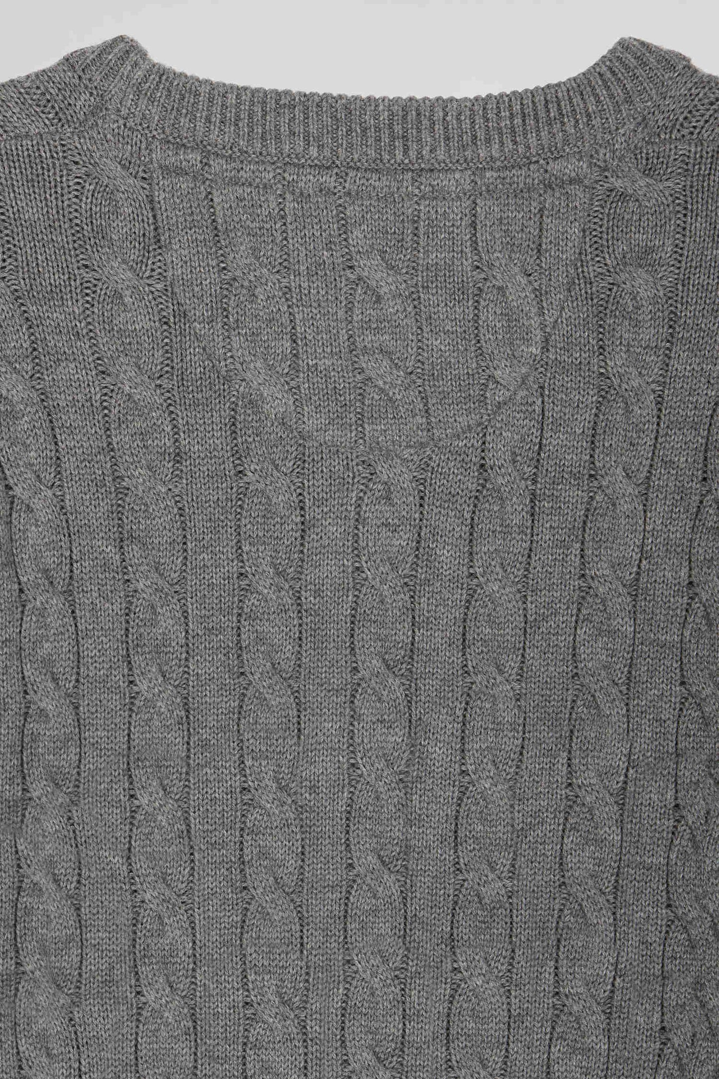 Pull col rond en laine et coton marron à jeux de maille coupe Regular - Image 10