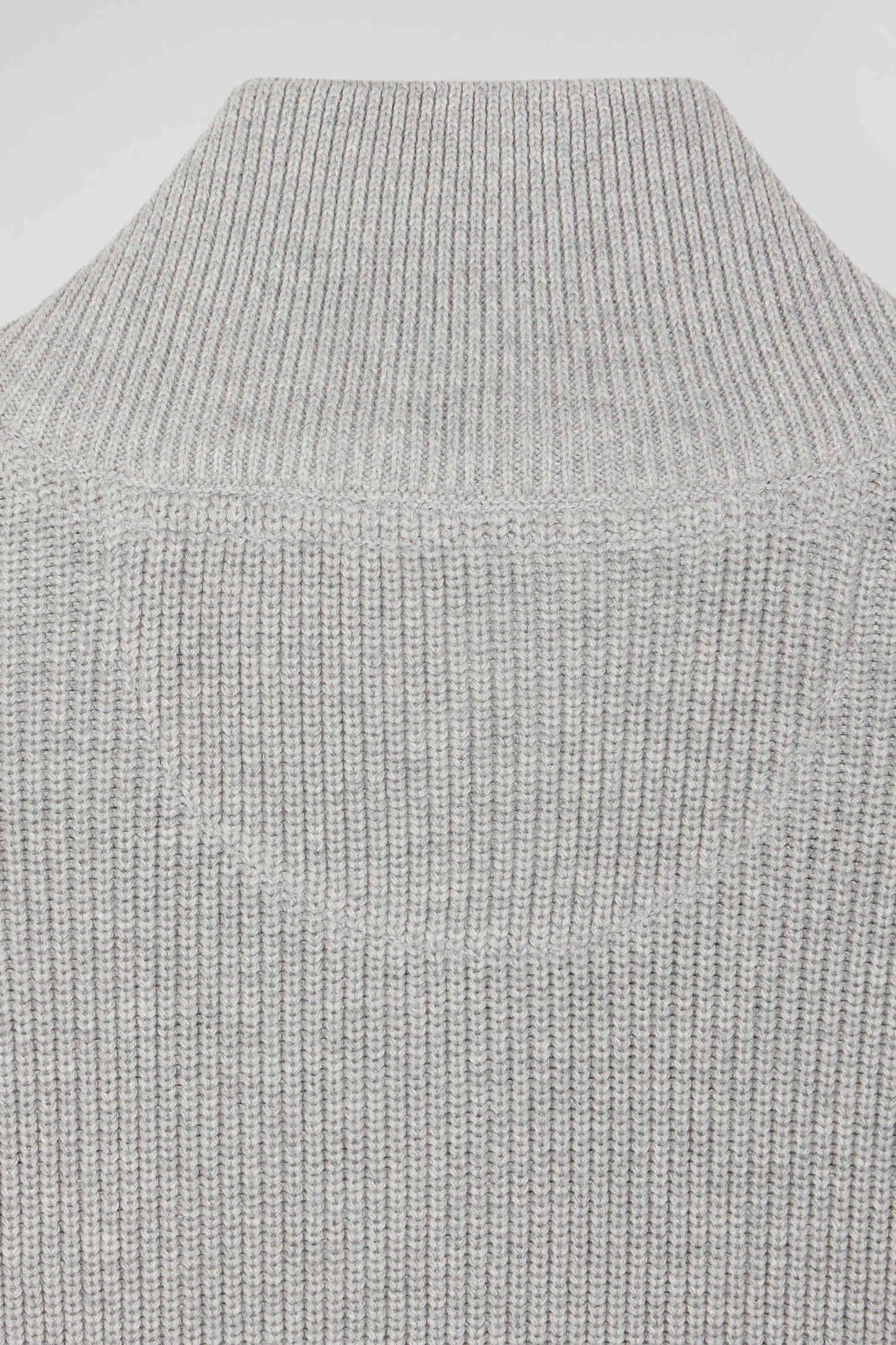 Pull col camionneur en coton gris à jeux de maille coupe Regular - Image 10