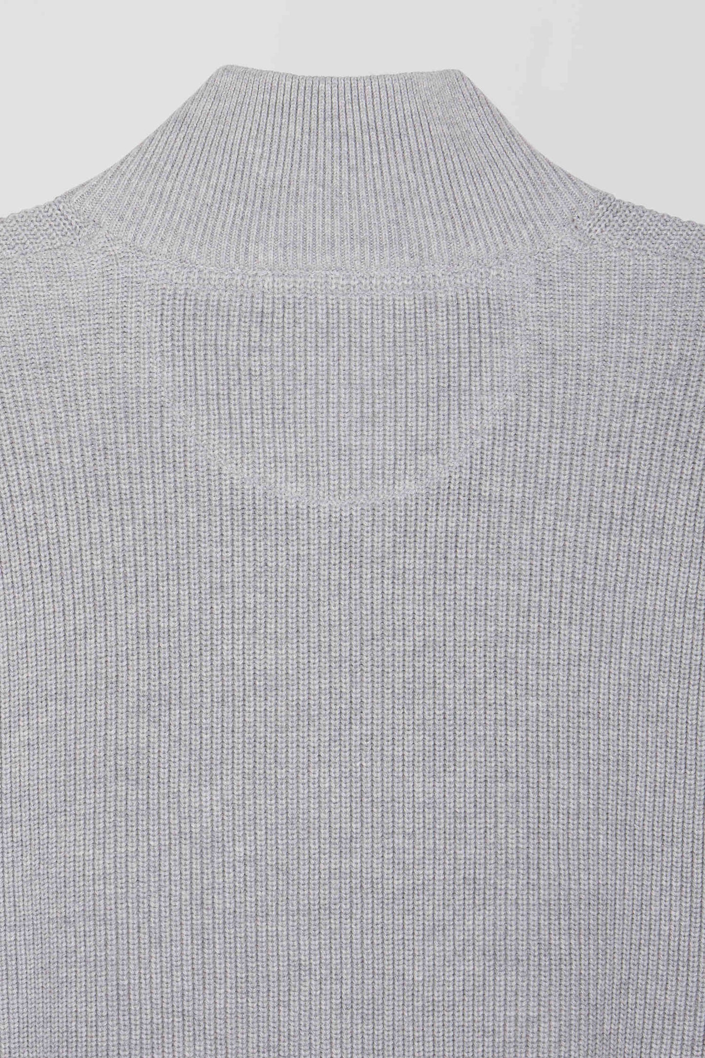 Pull col camionneur montant en coton gris à jeux de maille coupe Regular - Image 10