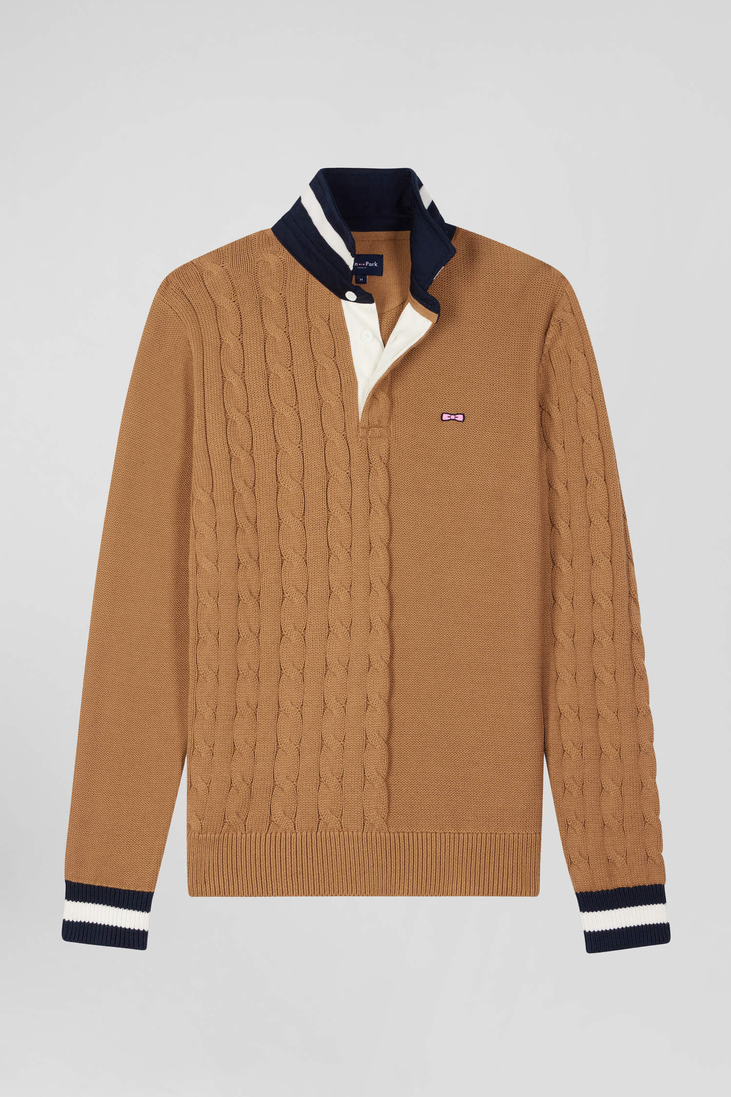 Pull col maillot en coton camel coupe Regular