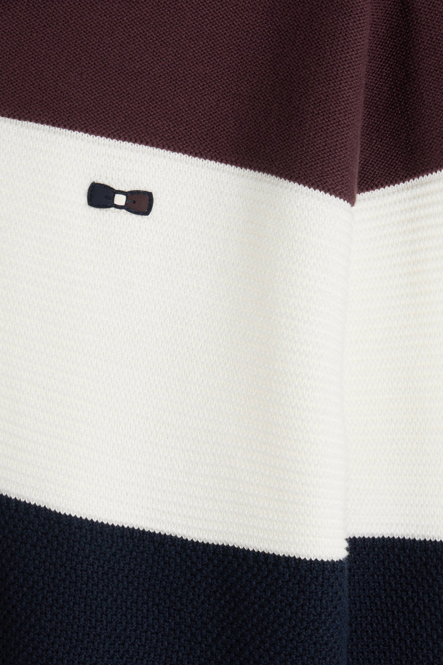 Pull col maillot en coton bordeaux à jeux de maille coupe Regular - Image 10