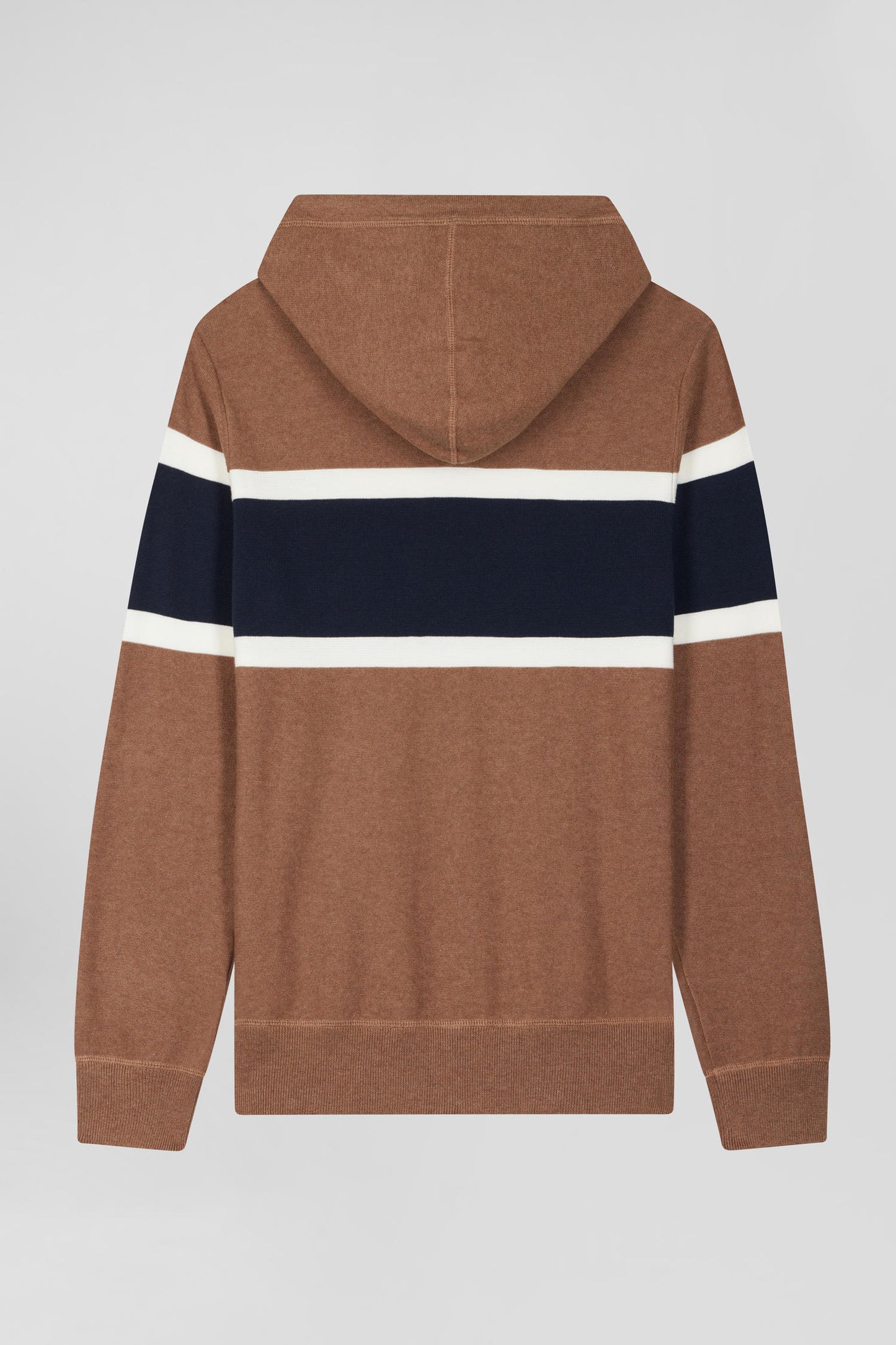 Hooded sweater in jacquard hazelnut cotton EP10 Regular fit
