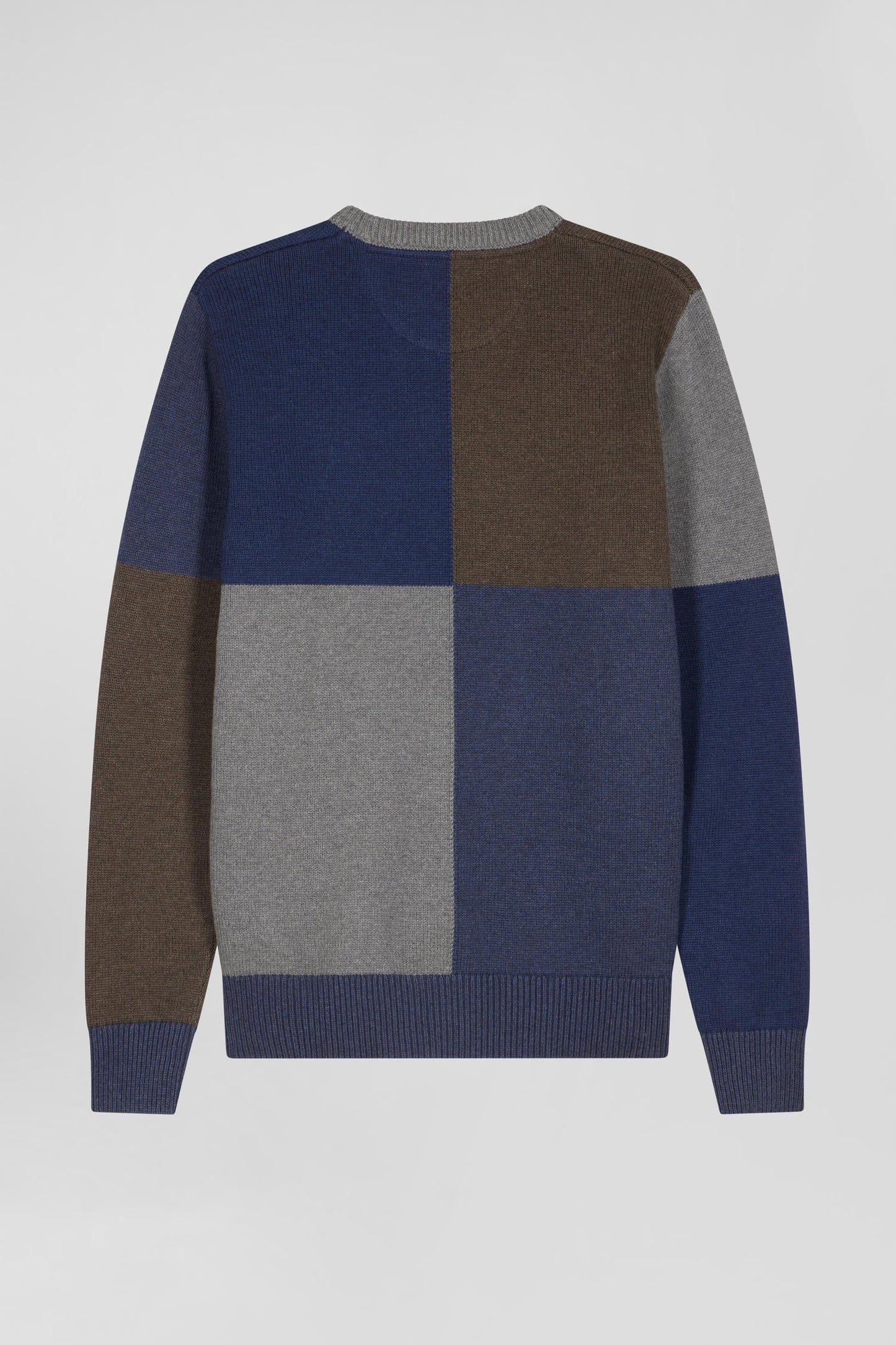 Pull col rond colorblock Barbarian en coton bleu chiné coupe Regular - Image 5