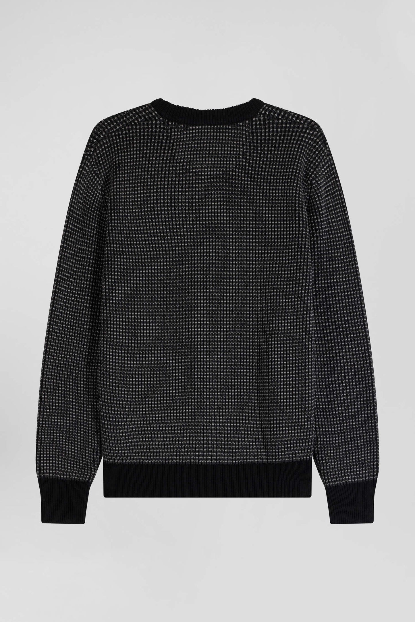 Pull col rond en laine et coton noir coupe Regular - Image 5