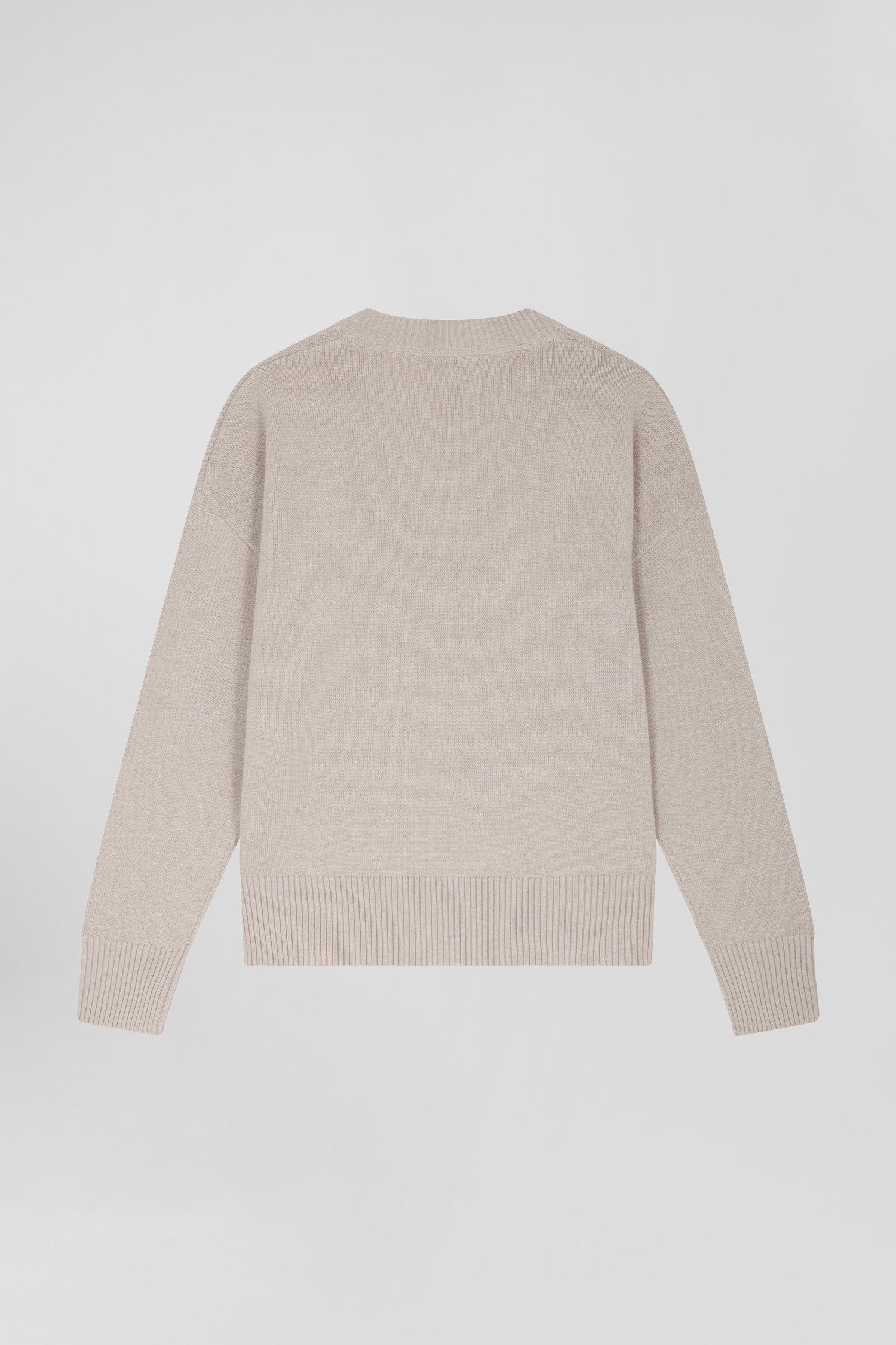 Relax beige wool and cotton V-neck jumper