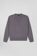 Relax light grey wool and cotton V-neck jumper