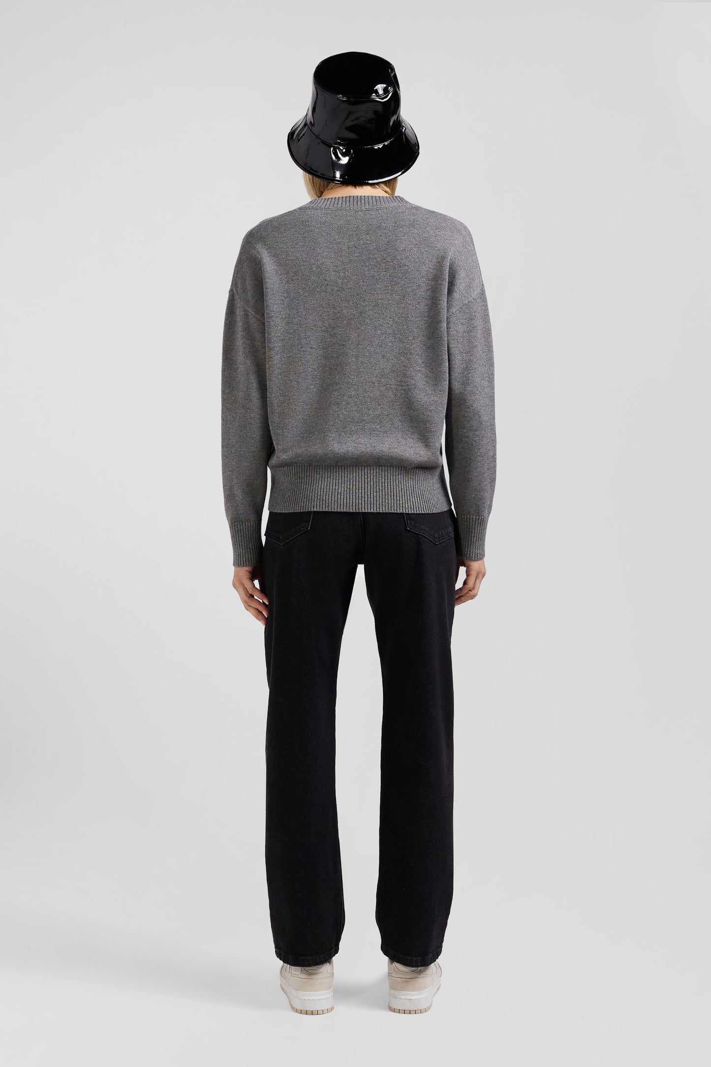 Relax light grey wool and cotton V-neck jumper