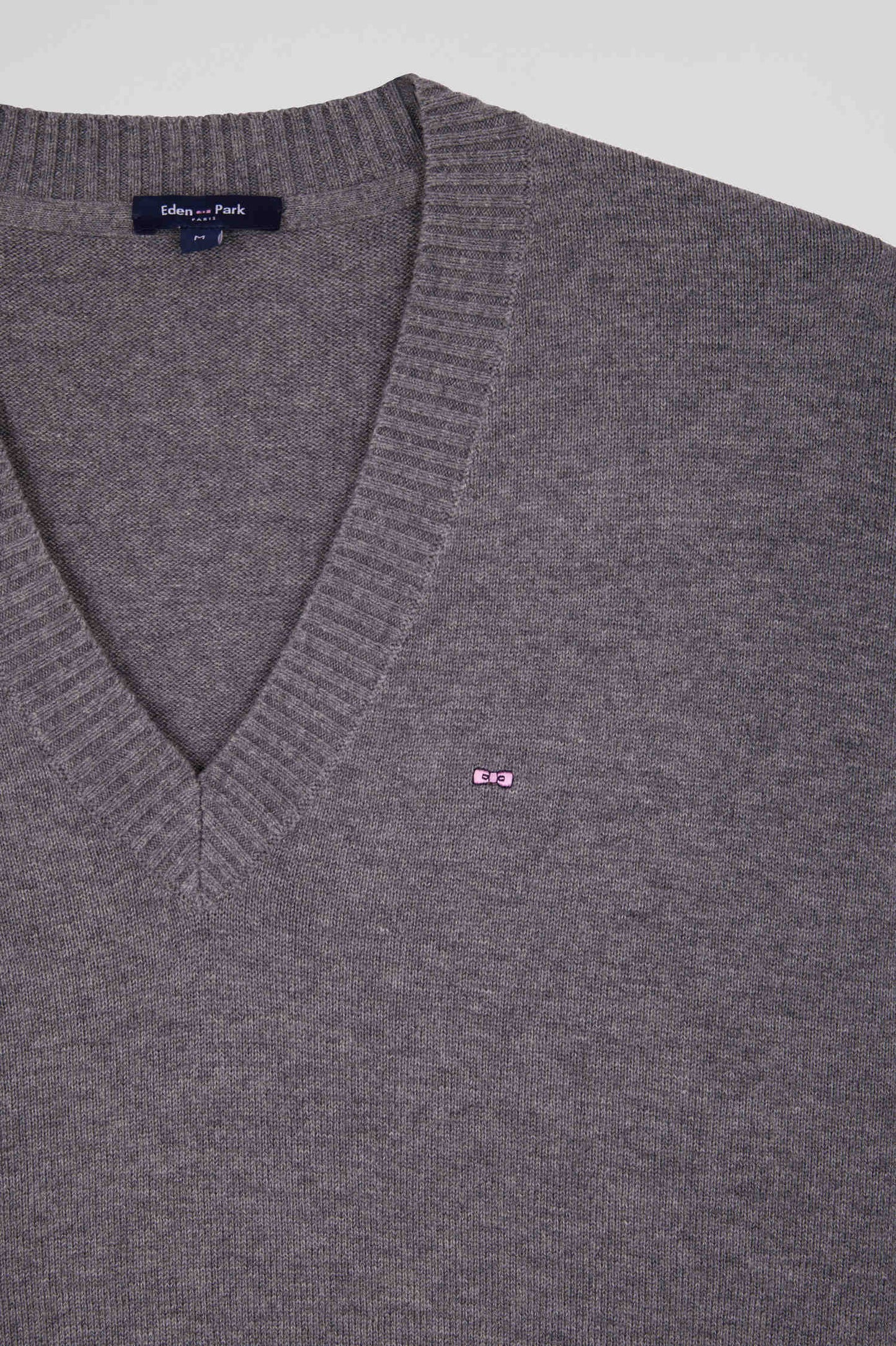 Relax light grey wool and cotton V-neck jumper