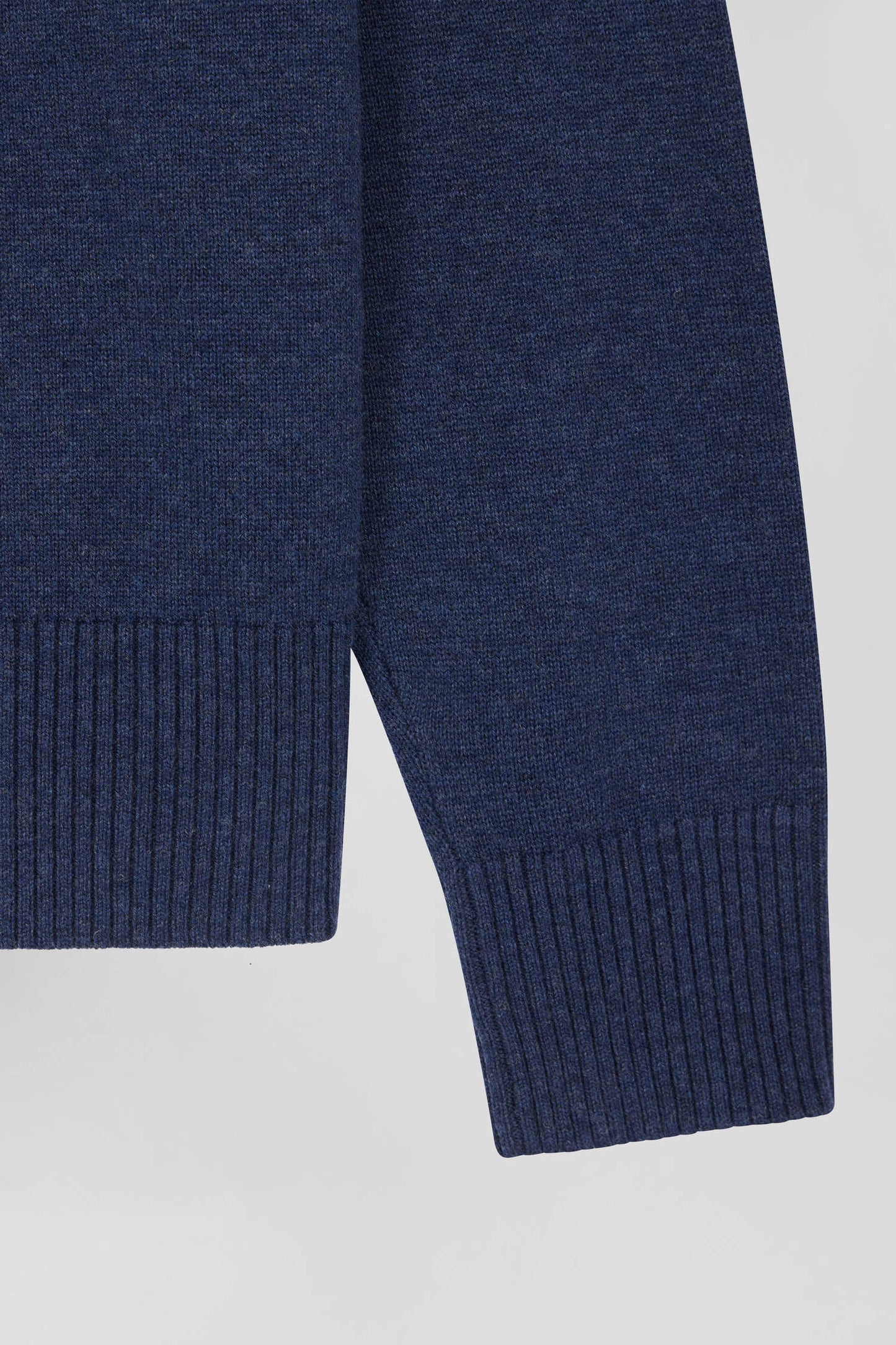 Relaxed navy wool and cotton crew neck jumper