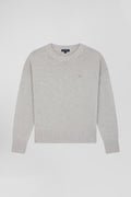 Relax light grey wool and cotton crew neck jumper