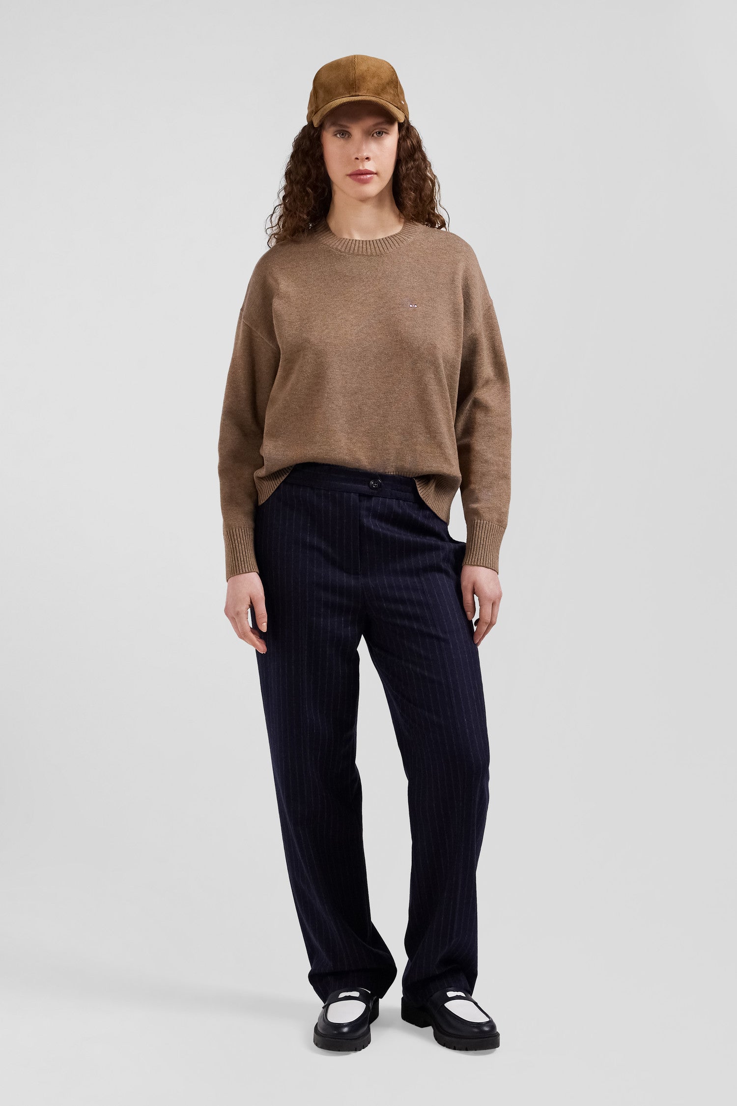 Relax brown wool and cotton crew neck jumper