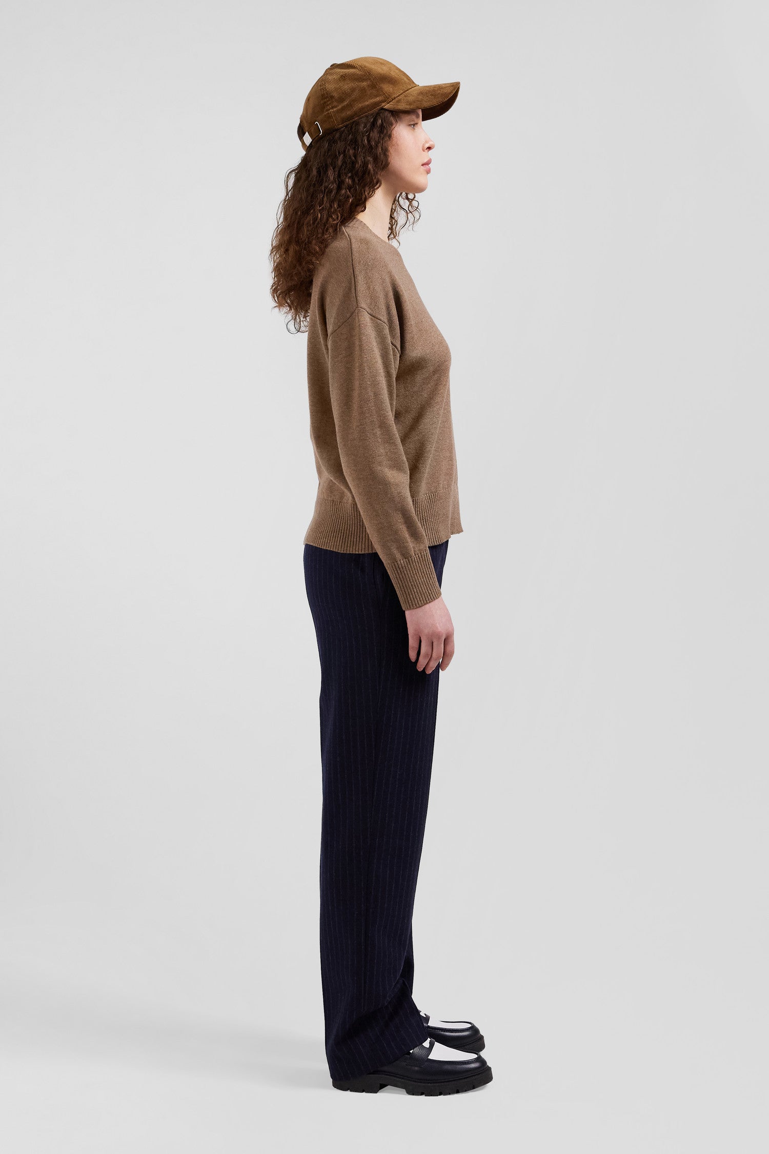 Relax brown wool and cotton crew neck jumper