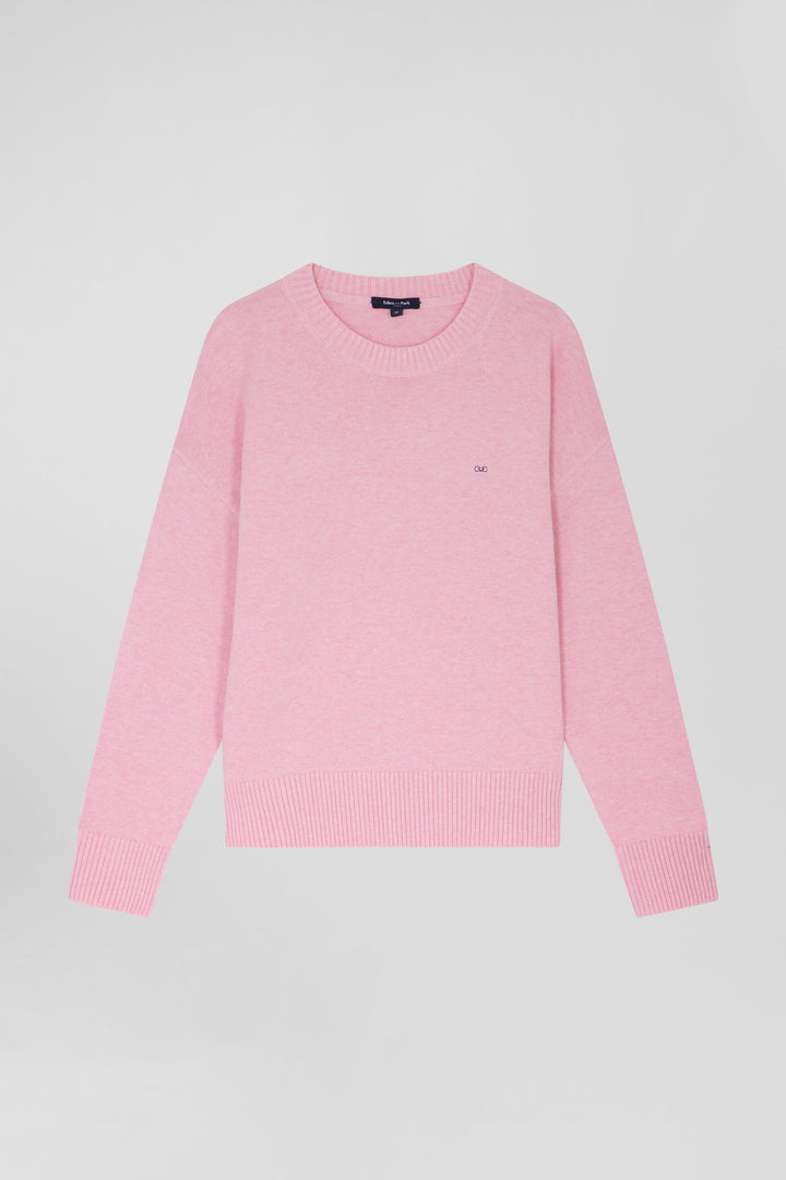 Relax pink wool and cotton crew neck jumper