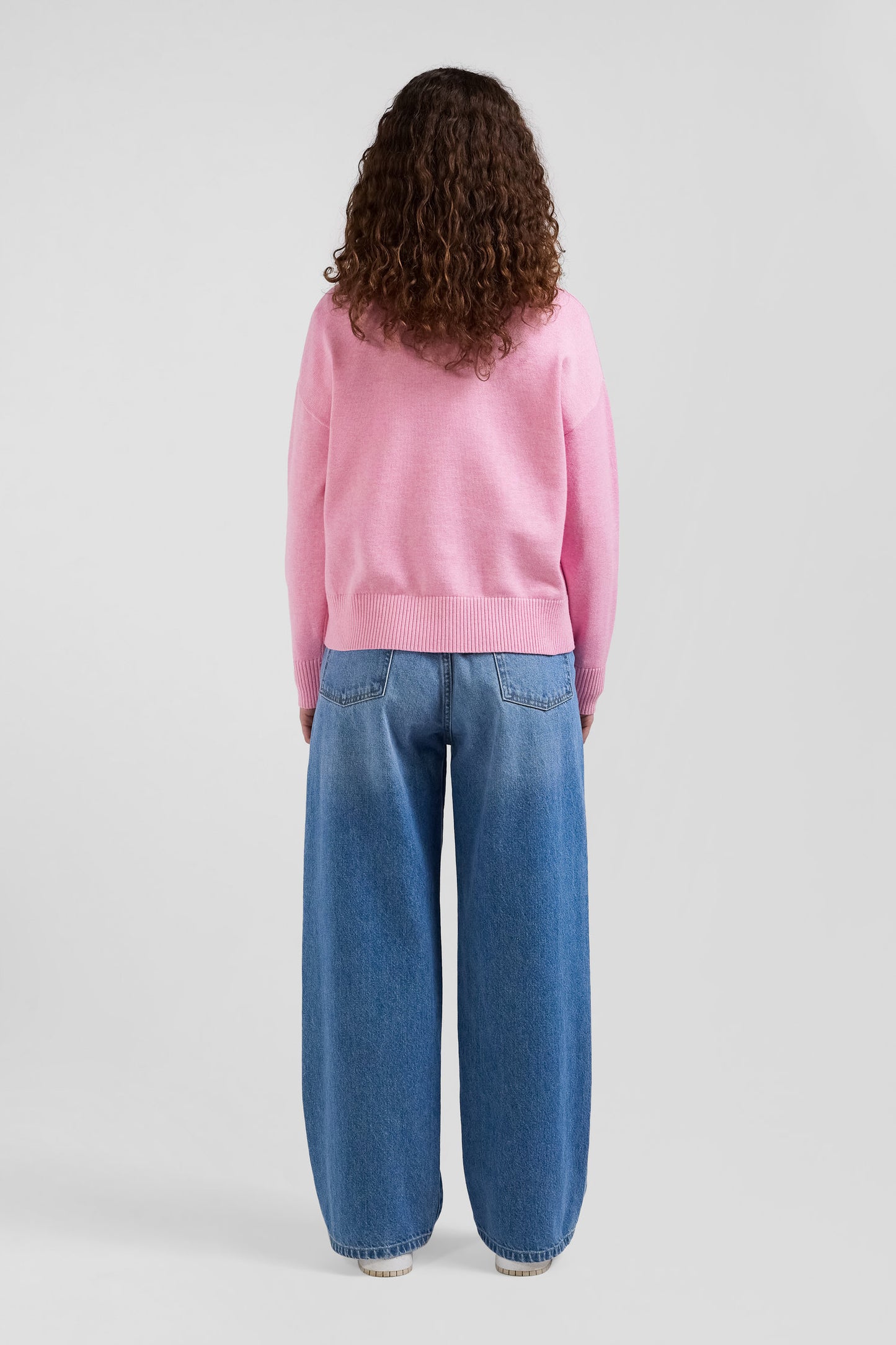 Relax pink wool and cotton crew neck jumper