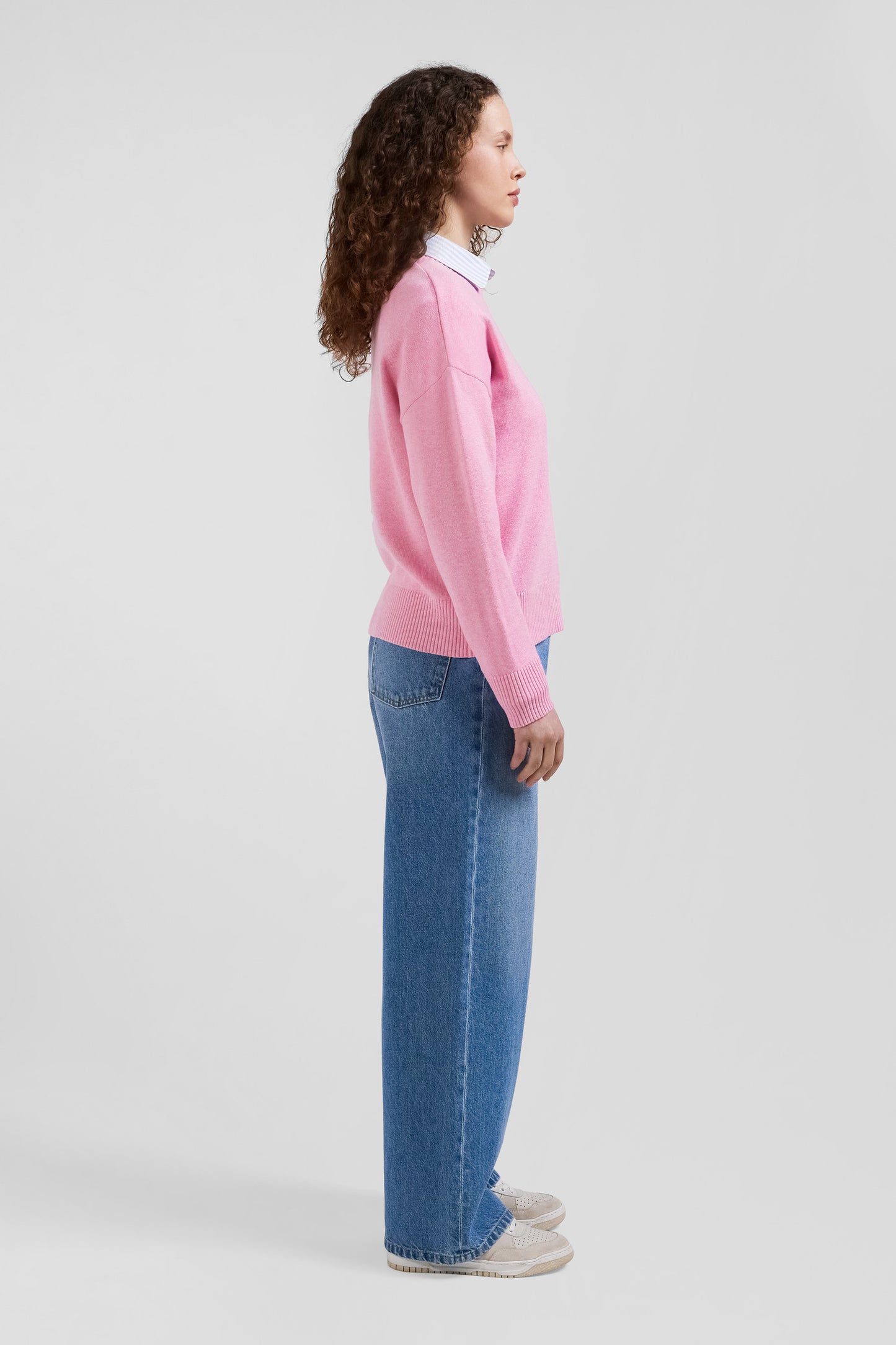 Relax pink wool and cotton crew neck jumper