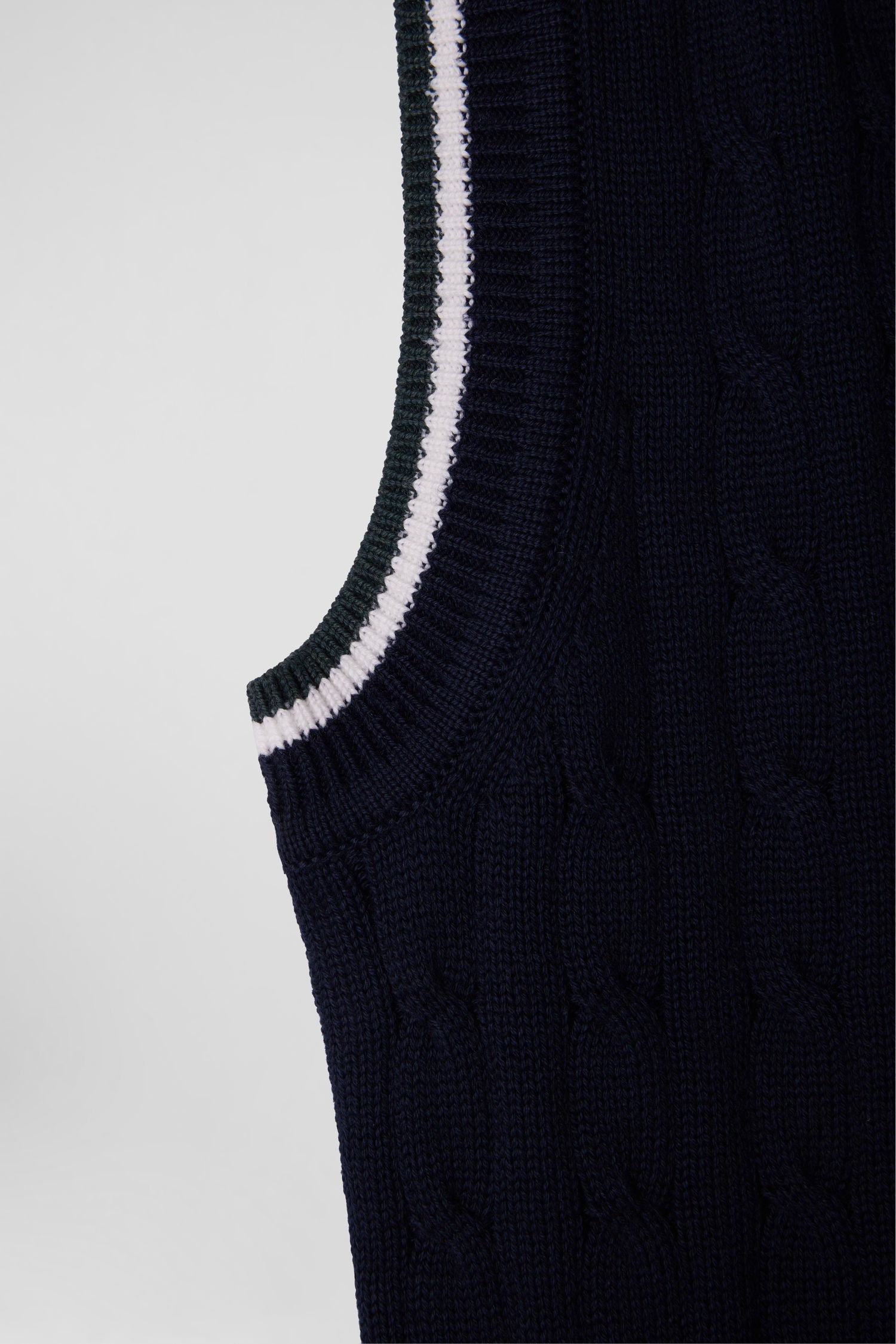 Relax navy cable-knit cotton V-neck sleeveless jumper