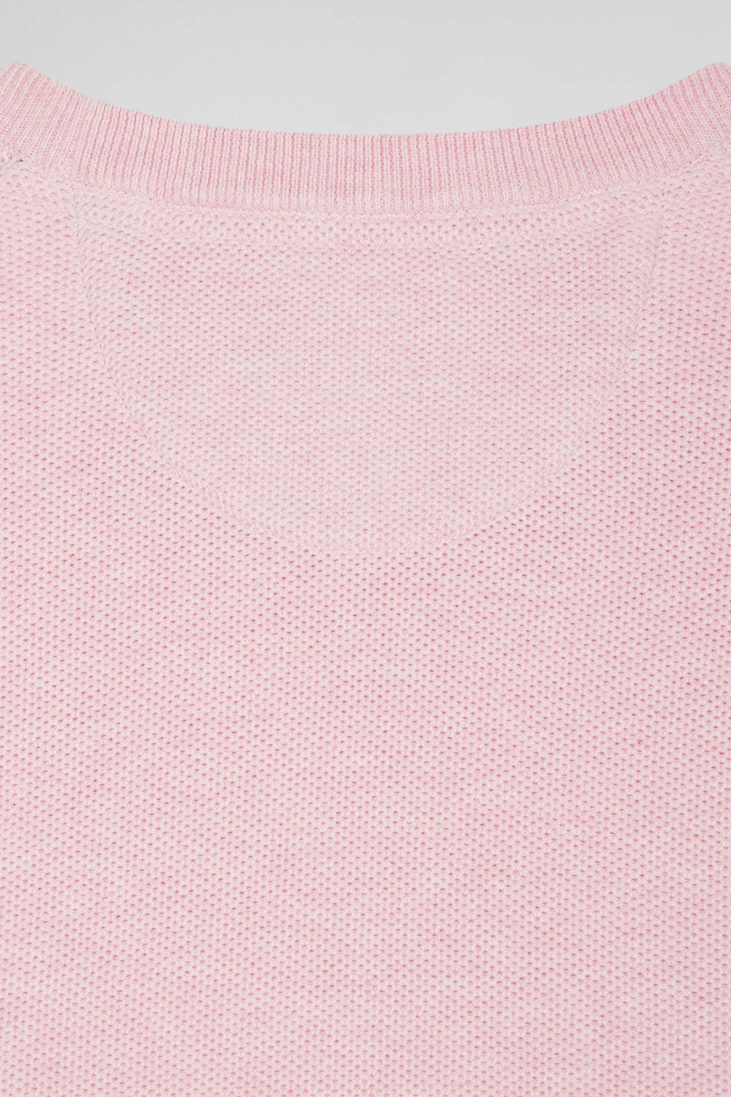 Pull col rond uni en coton rose coupe Regular - Image 10