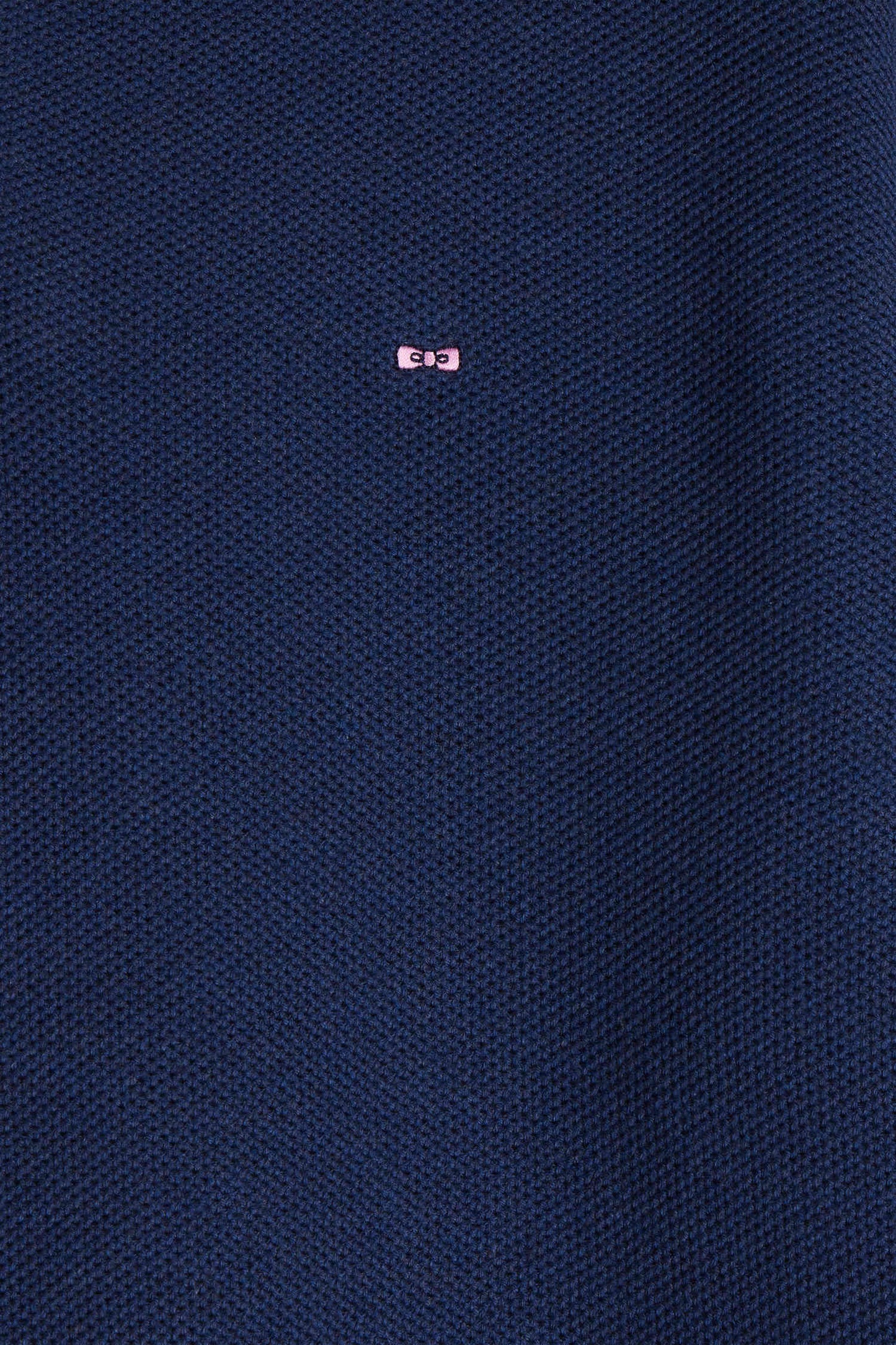 Pull col camionneur zippé uni en coton bleu foncé coupe Regular - Image 9