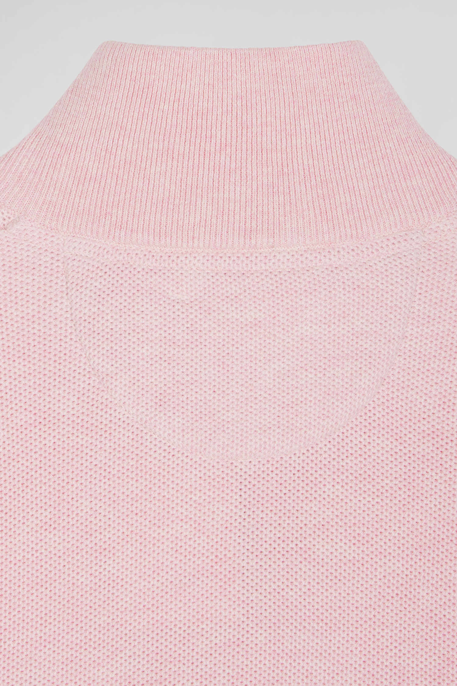 Pull col camionneur zippé uni en coton rose coupe Regular