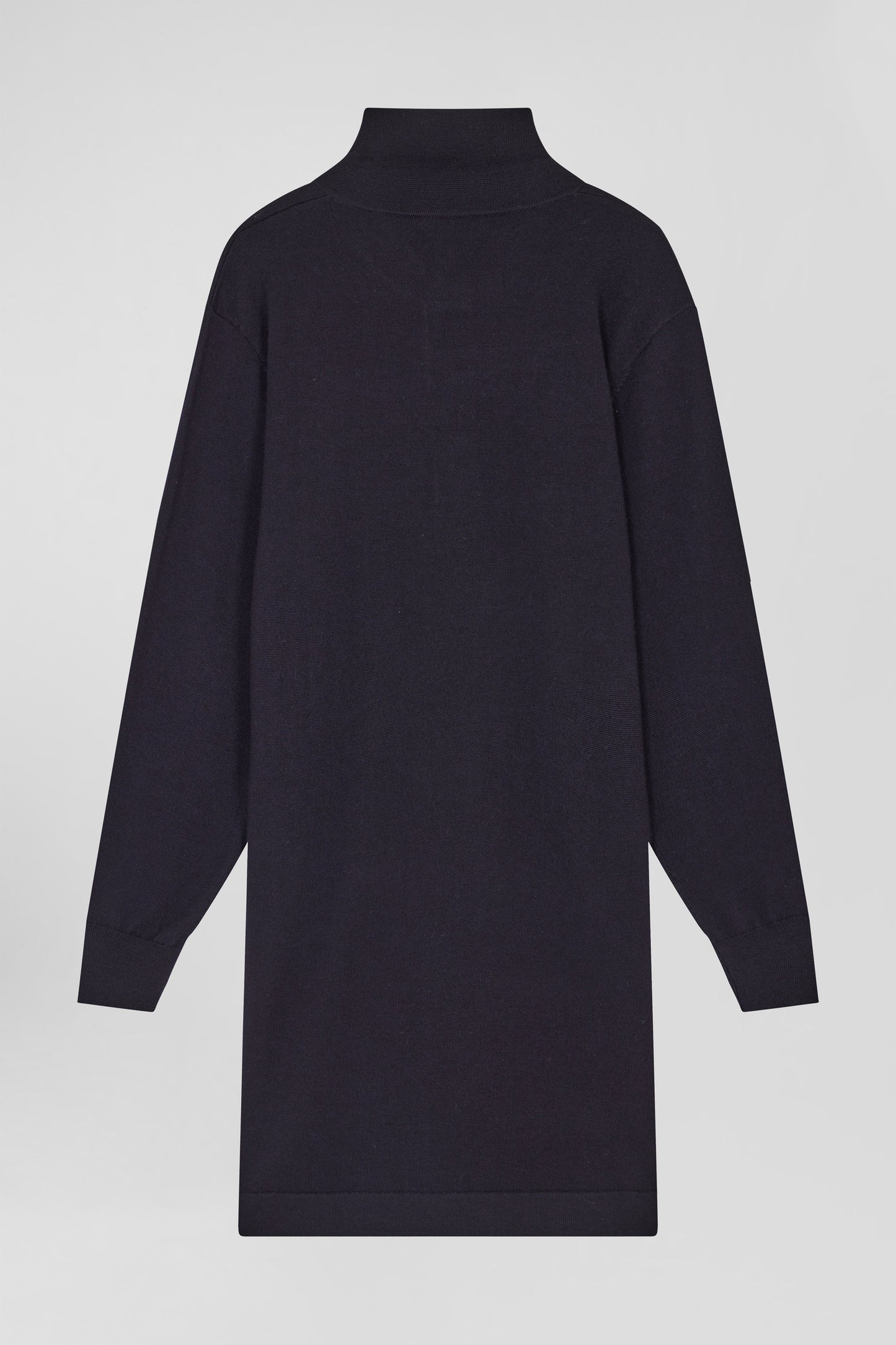 Regular navy blue wool dress with rugby shirt collar