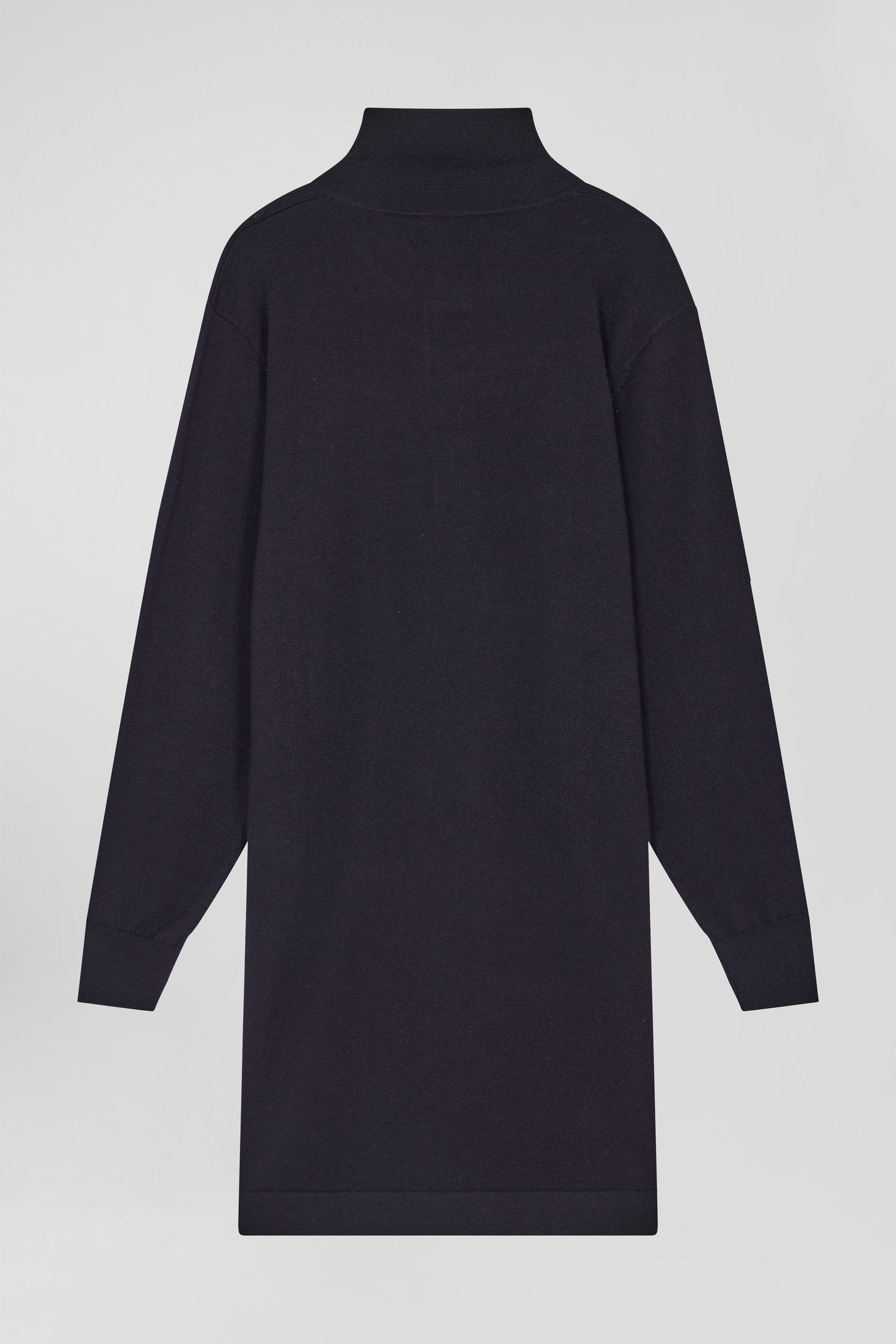 Regular navy blue wool dress with rugby shirt collar