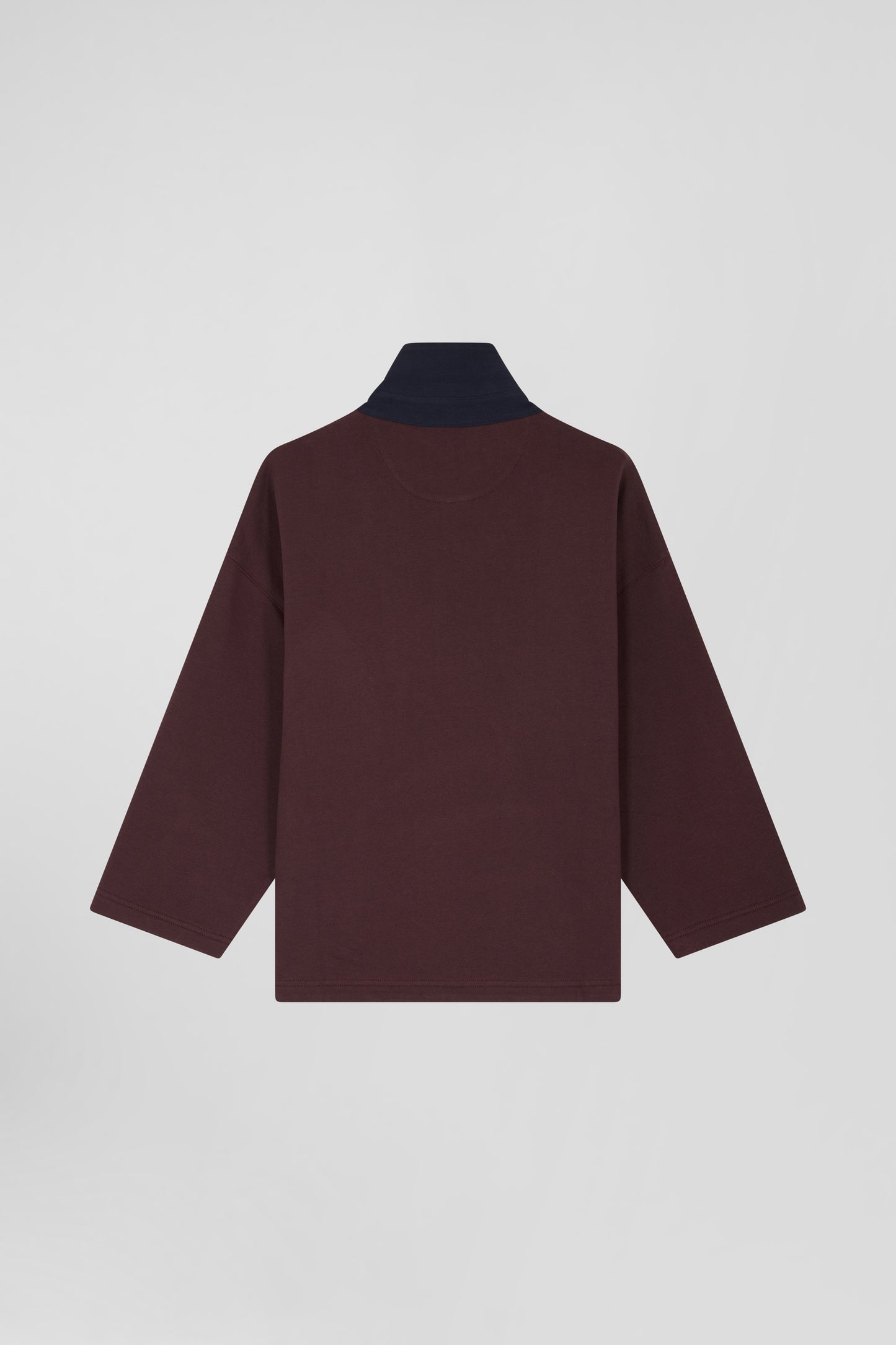 Relaxed burgundy cotton sweatshirt with rugby shirt collar