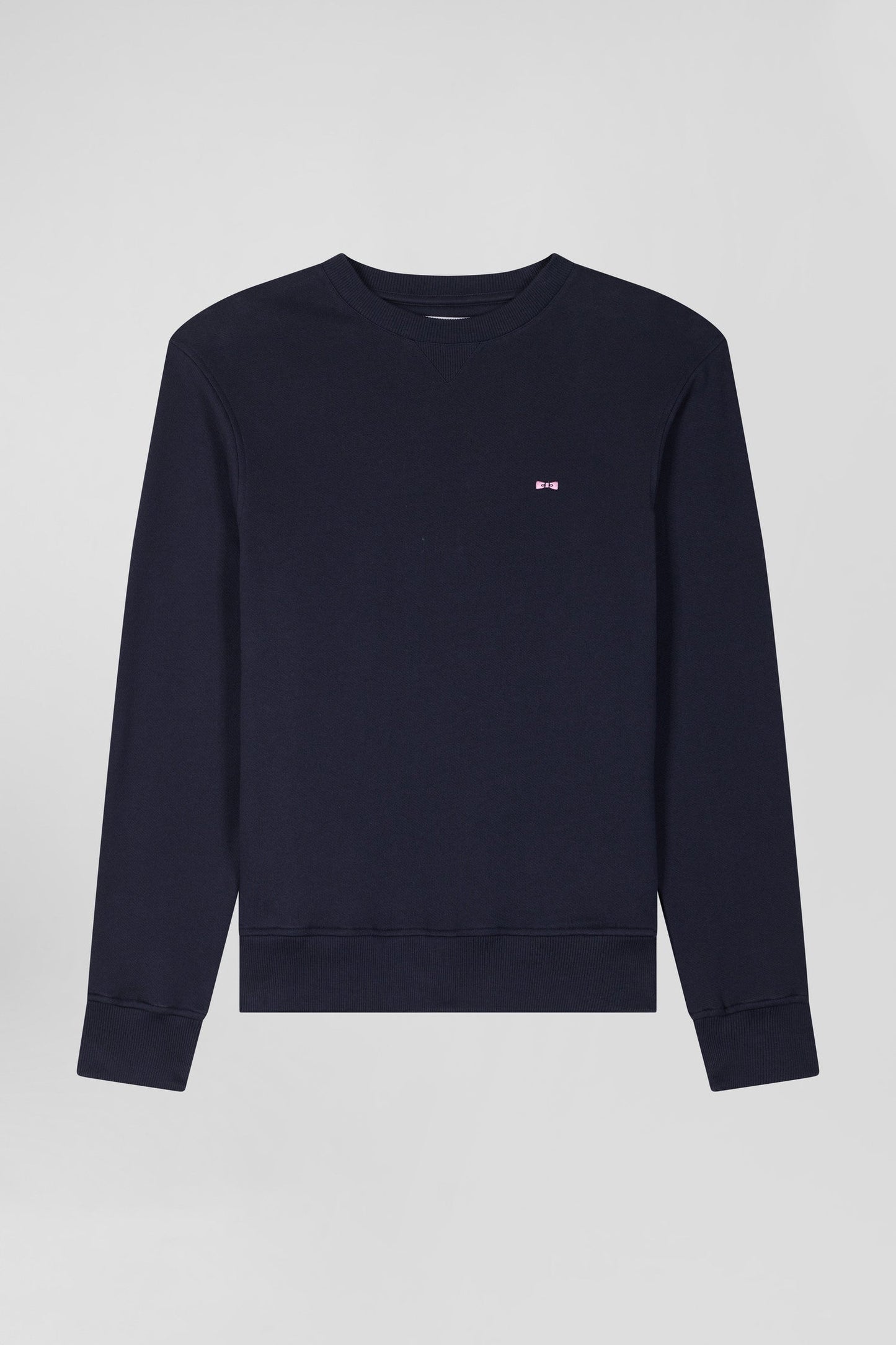 Sweatshirt en molleton coton uni bleu marine coupe Regular - Image 2