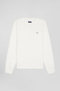 Regular ecru brushed cotton fleece sweatshirt