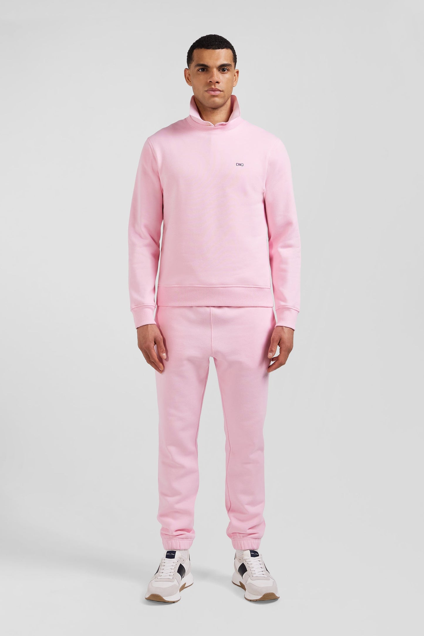 Sweatshirt en molleton coton uni rose coupe Regular - Image 1