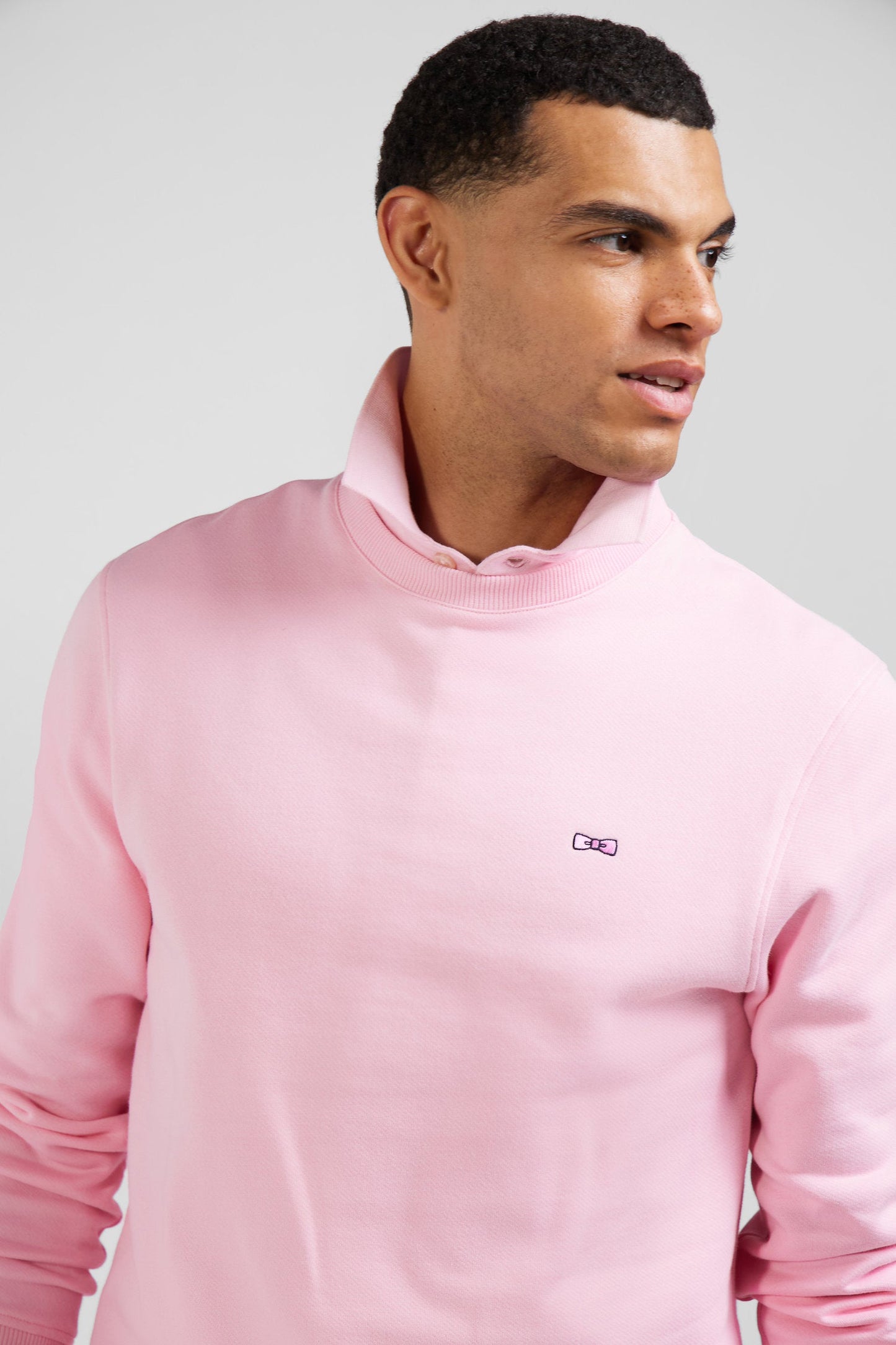 Sweatshirt en molleton coton uni rose coupe Regular - Image 3