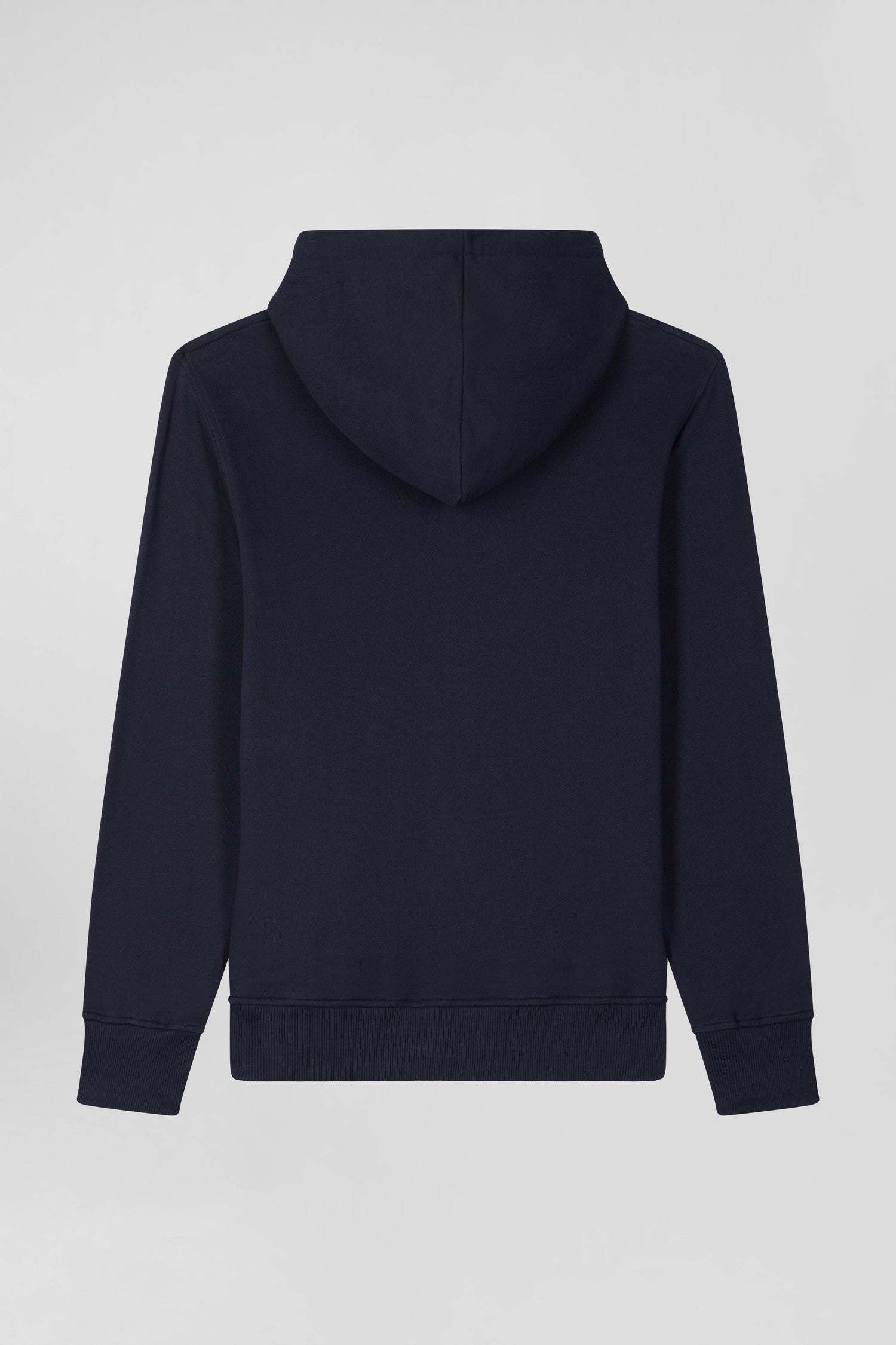 Sweatshirt zippé à capuche en molleton coton bleu marine coupe Regular