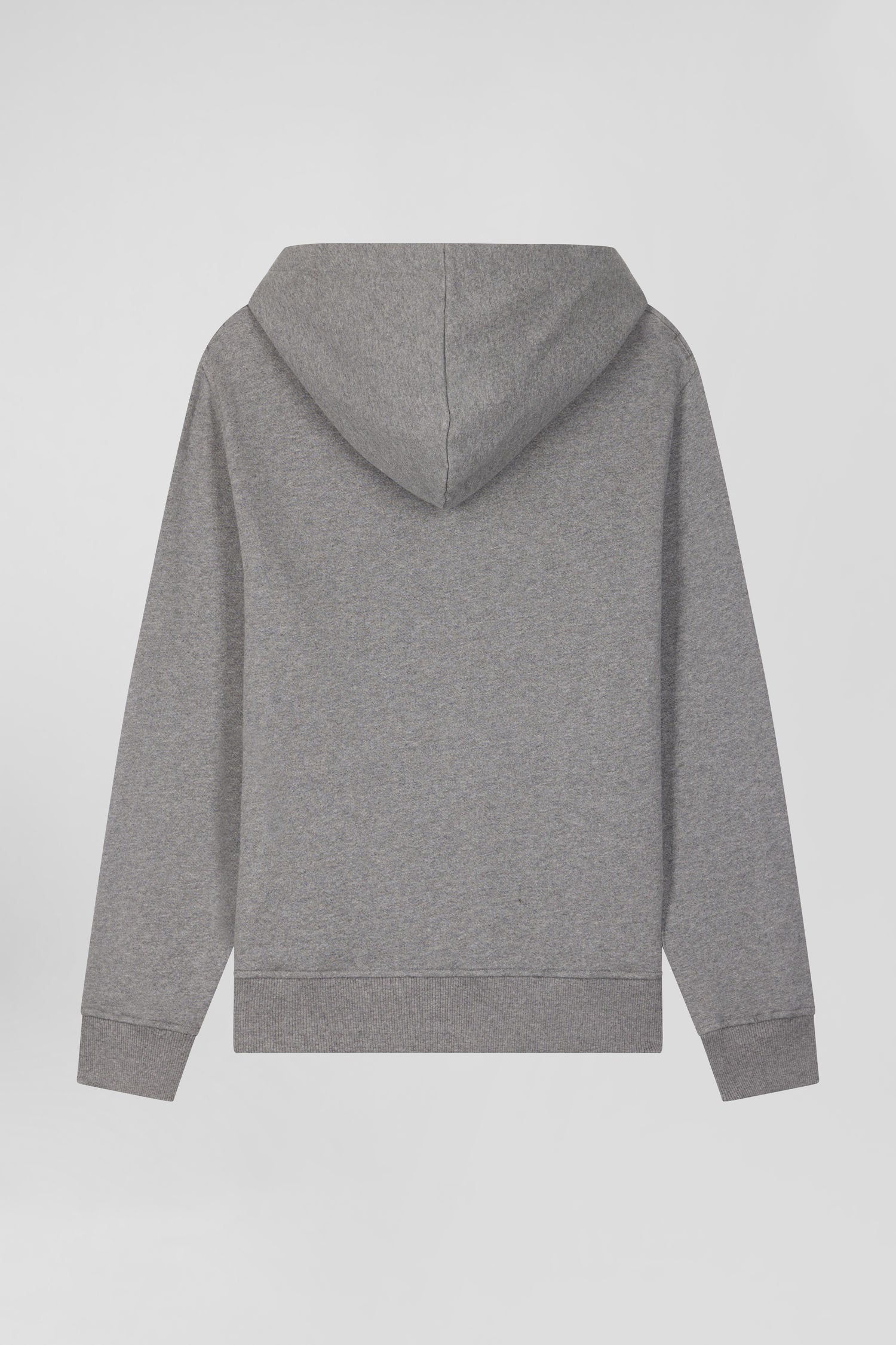 Sweatshirt zippé à capuche en molleton coton gris coupe Regular