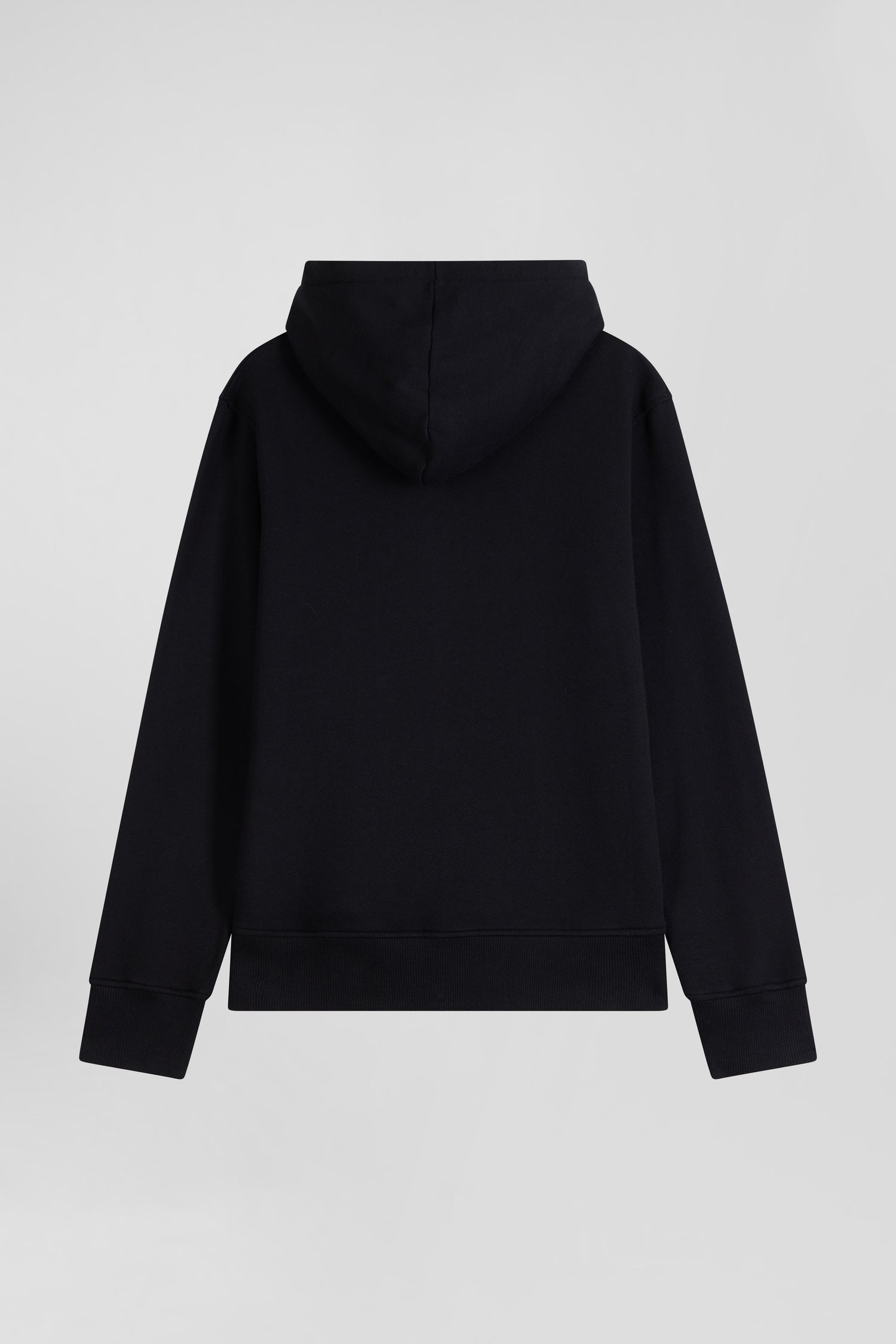 Sweatshirt zippé à capuche en molleton coton noir coupe Regular