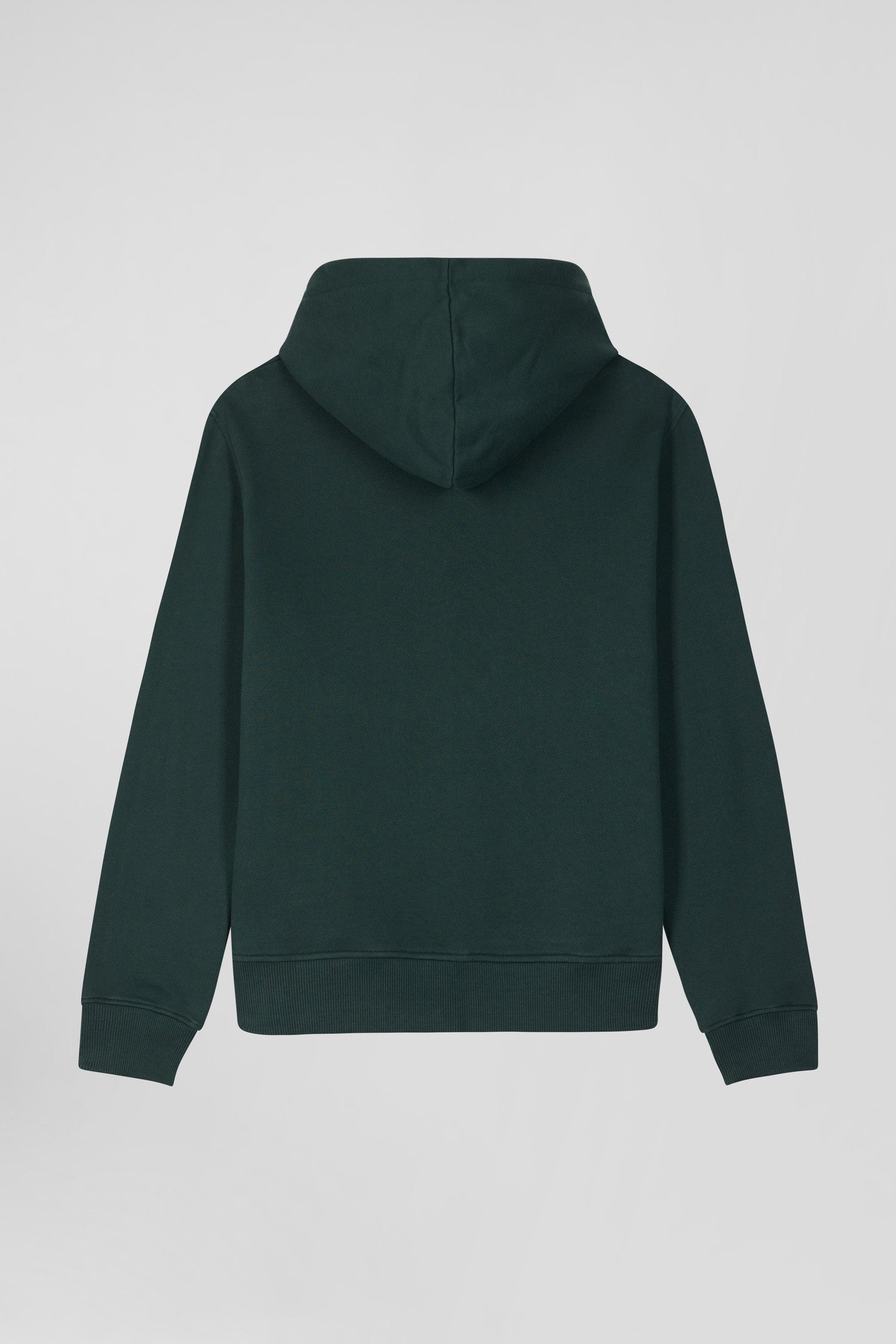 Sweatshirt zippé à capuche en molleton coton vert coupe Regular