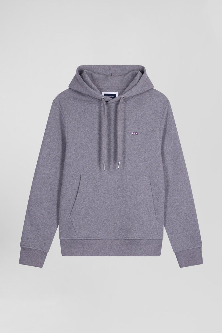 Sweatshirt à capuche en molleton coton gris coupe Regular alt view