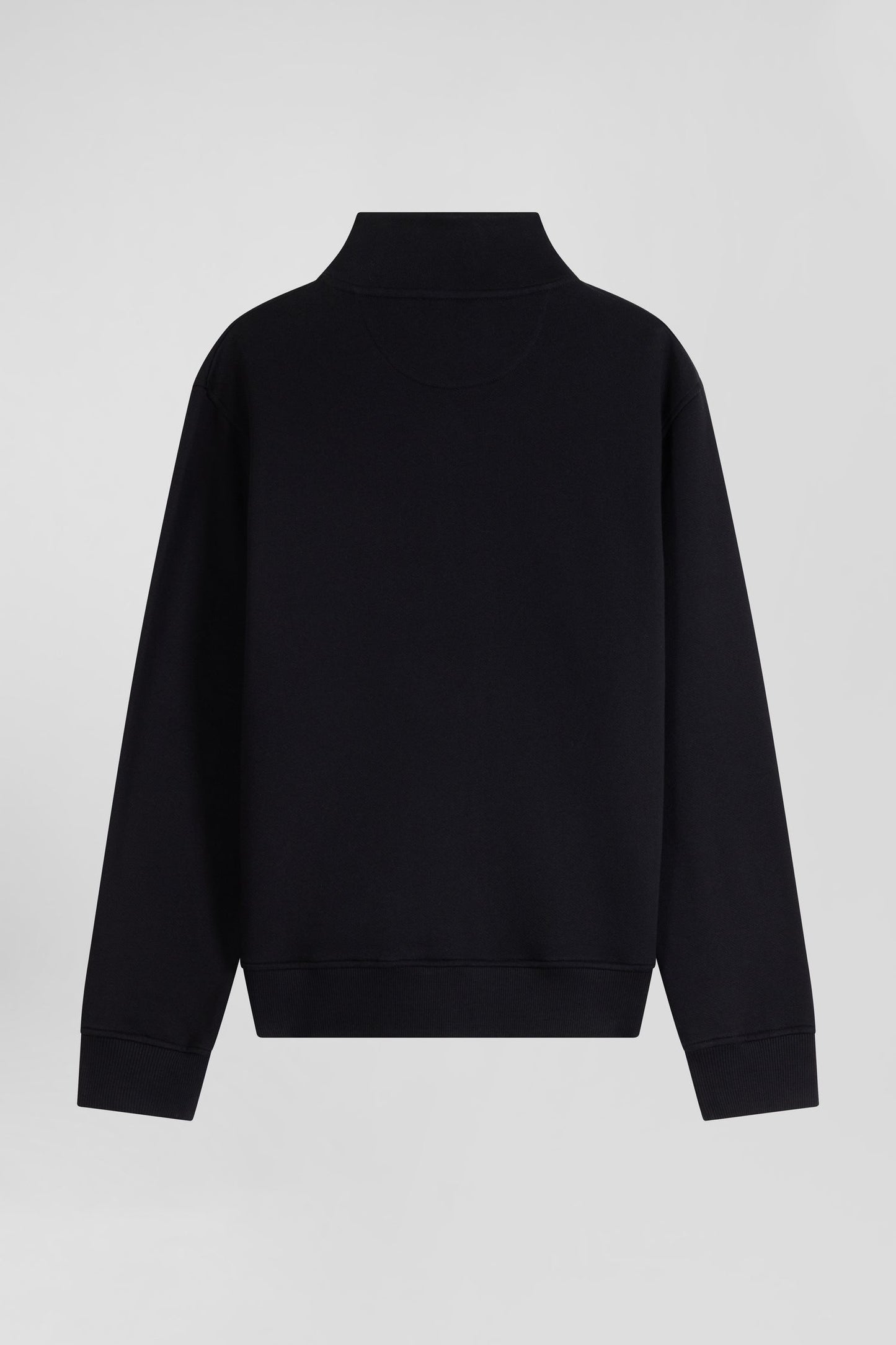 Sweatshirt zippé à col montant en molleton coton uni noir coupe Regular - Image 5