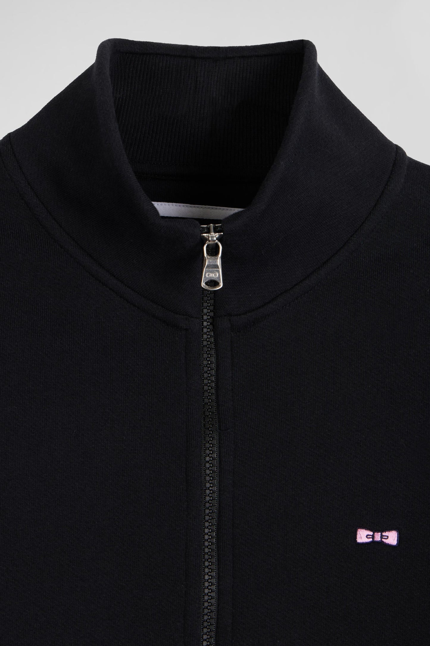 Sweatshirt zippé à col montant en molleton coton uni noir coupe Regular - Image 8