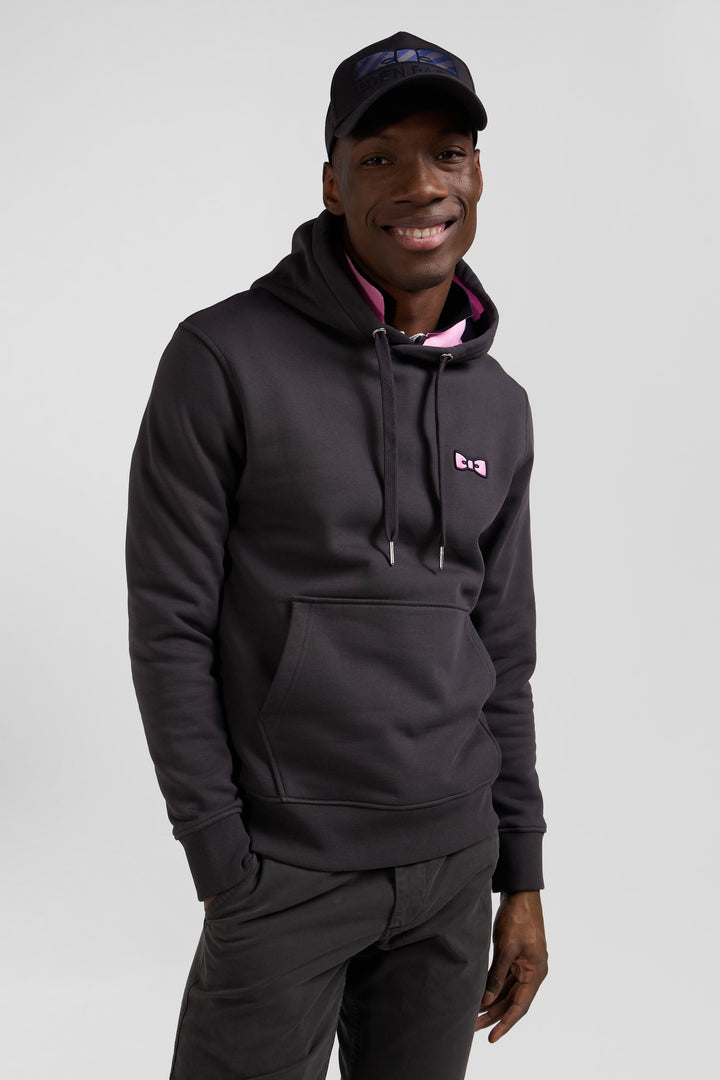 Regular brown brushed cotton fleece hoodie with Eden Park embroidery