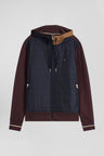 Regular burgundy zipped bi-material sweatshirt with padded front