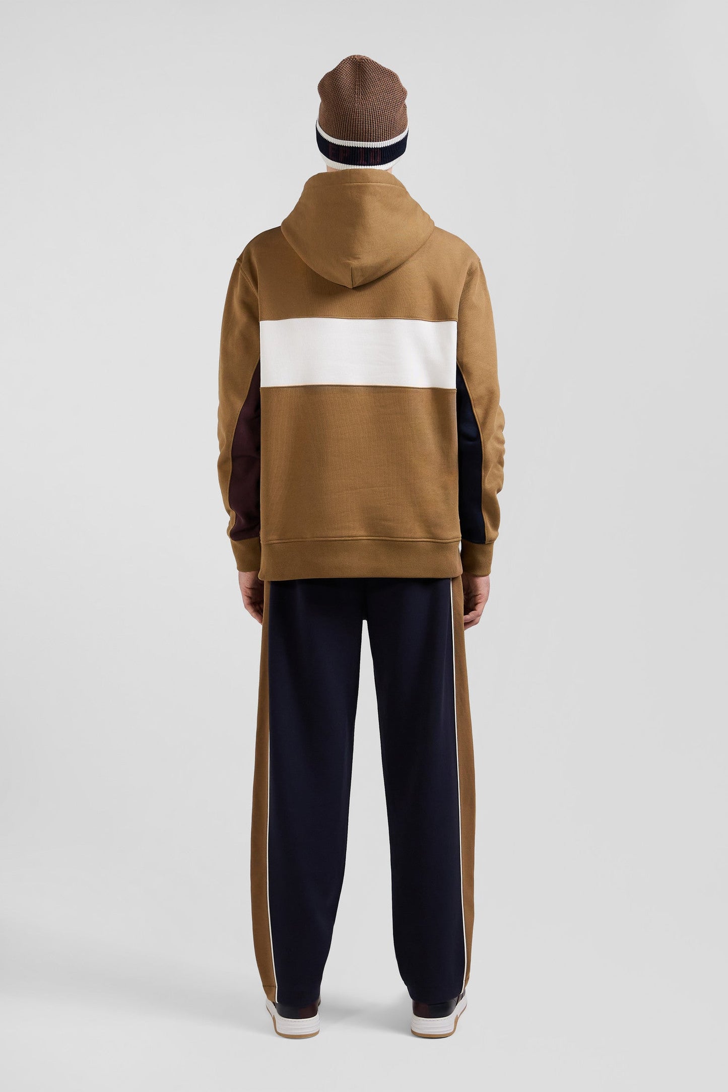 Sweatshirt à capuche colorblock en coton camel coupe Relaxed - Image 7