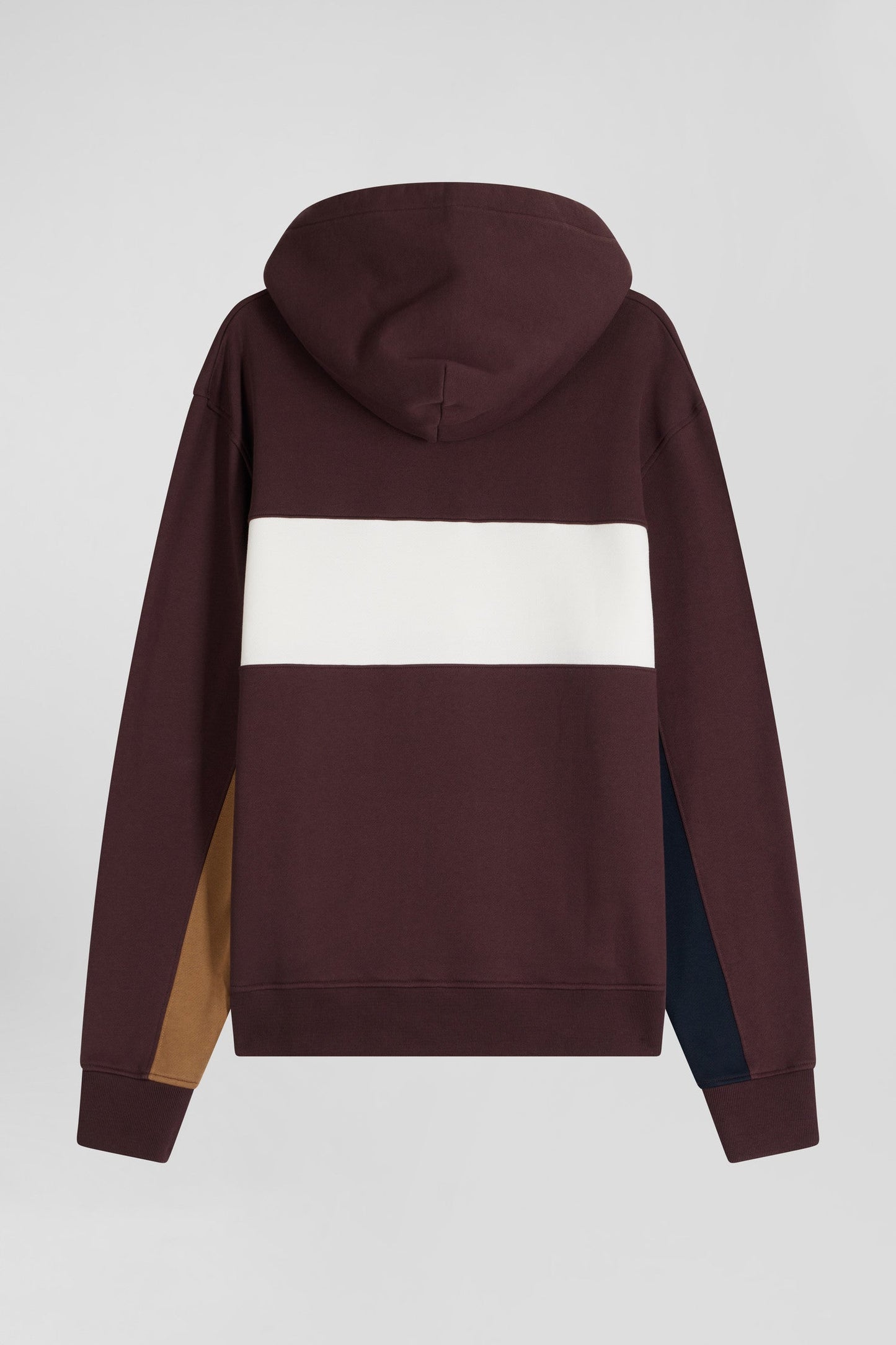 Sweatshirt à capuche colorblock en coton bordeaux coupe Relaxed - Image 5