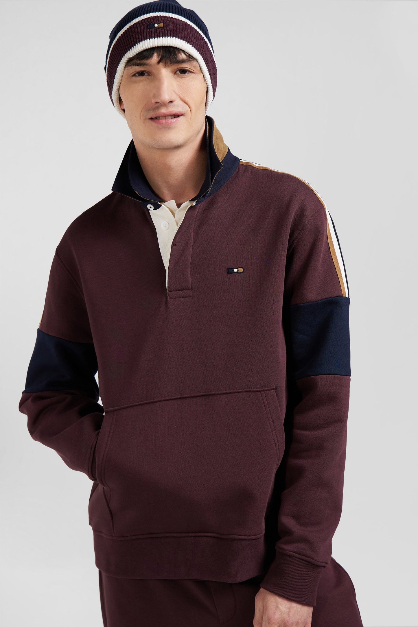 Sweatshirt col maillot en coton bordeaux coupe Relaxed - Image 3