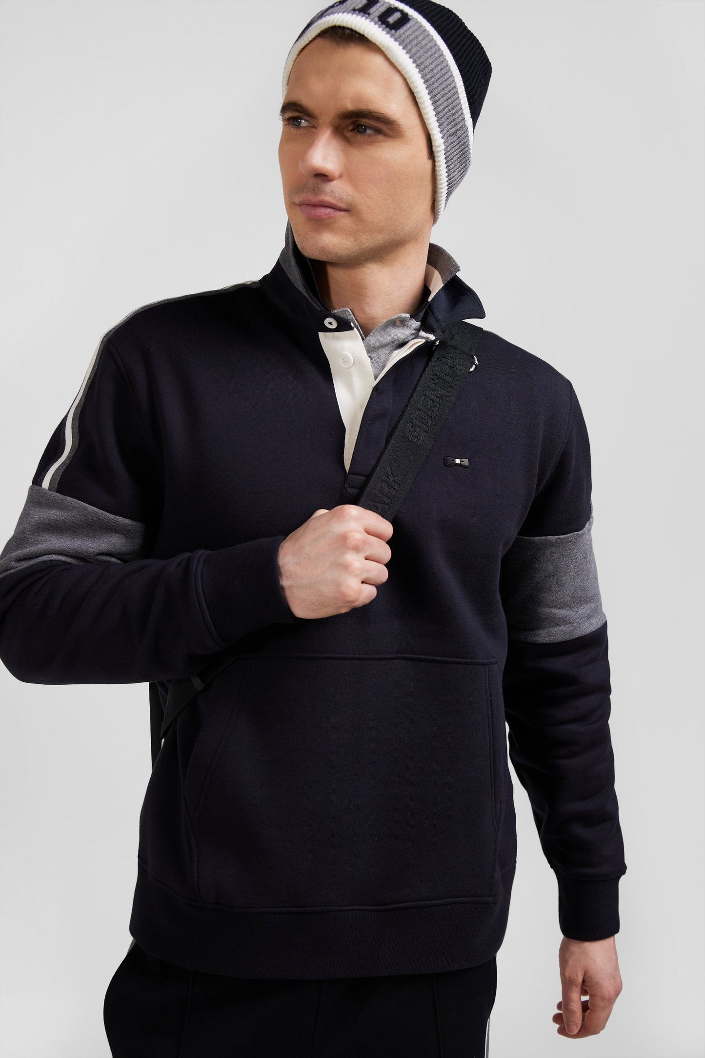 Sweatshirt col maillot en coton noir coupe Relaxed - Image 3