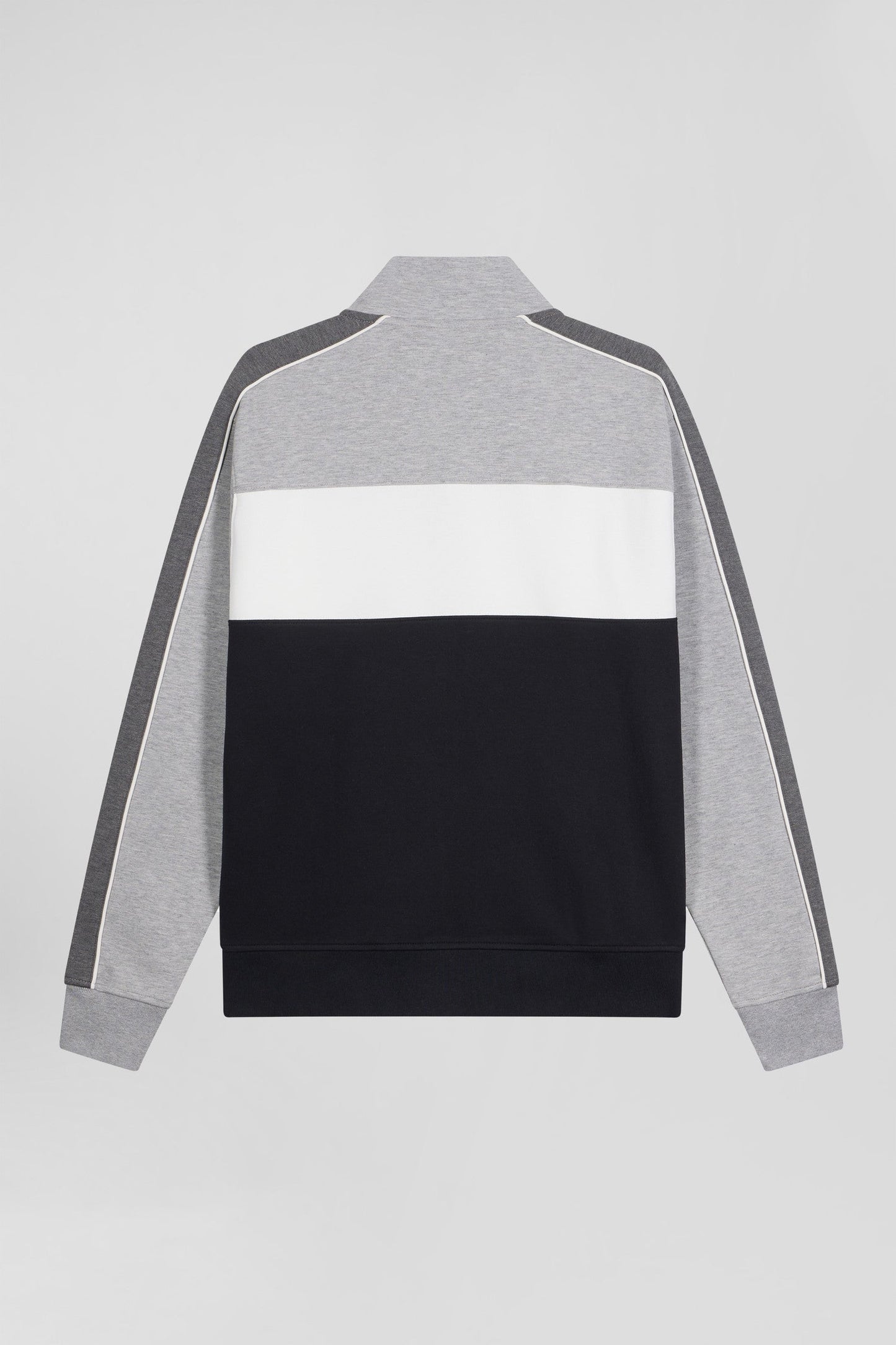 Sweatshirt zippé colorblock en coton mélangé noir coupe Regular - Image 5