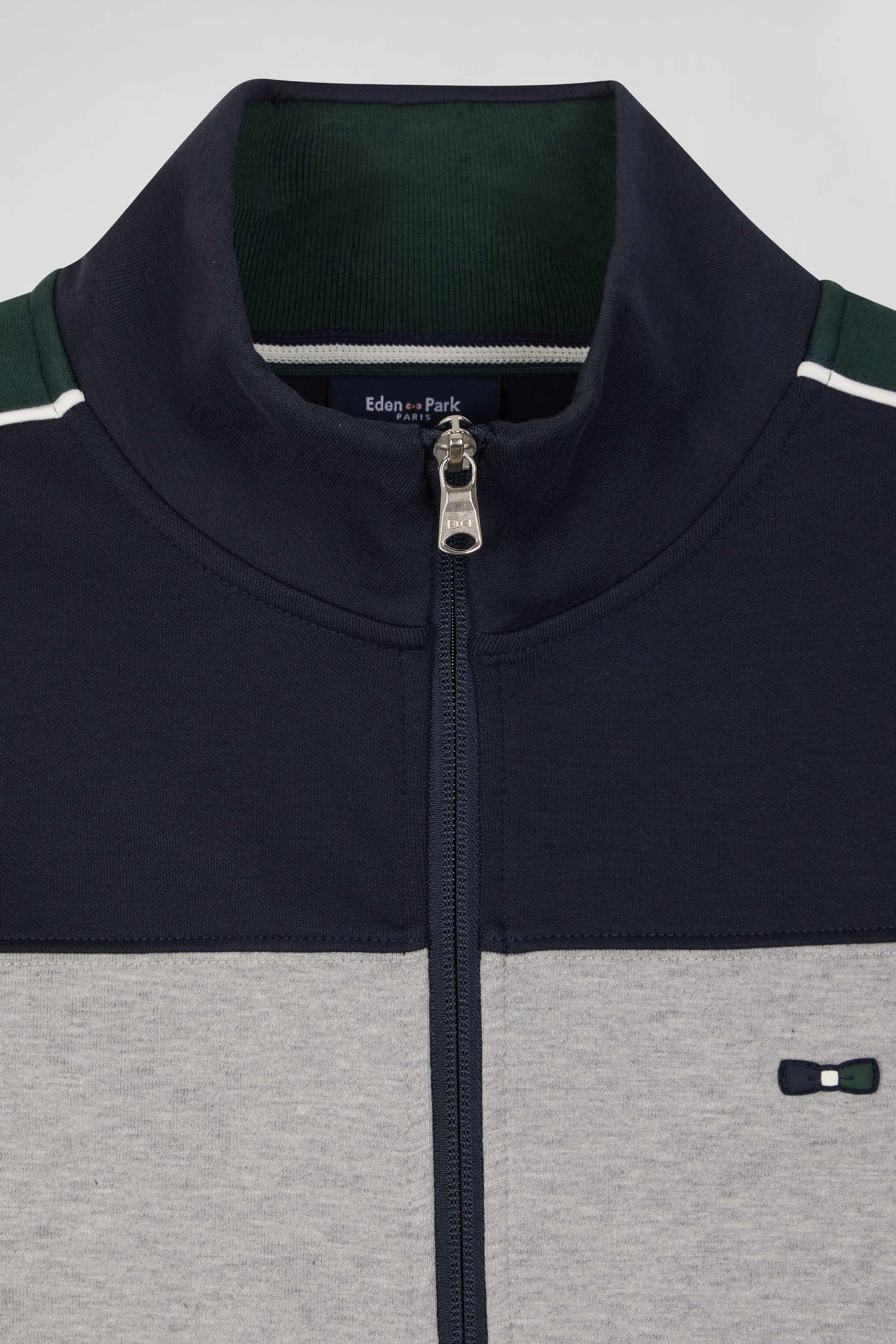 Sweatshirt zippé colorblock en coton mélangé vert coupe Regular - Image 8