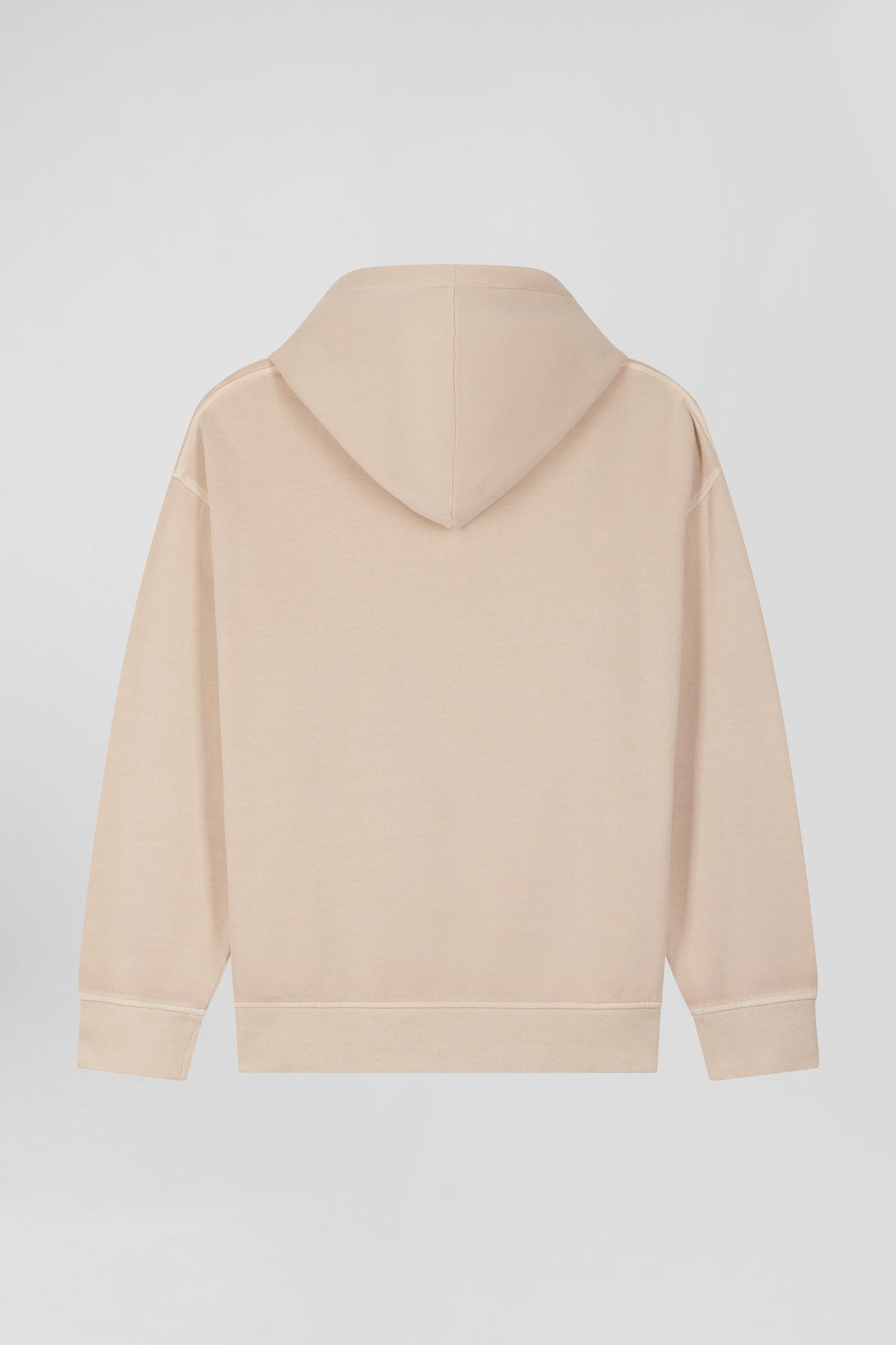 Sweatshirt à capuche unisexe en molleton coton beige surteint coupe Oversized - Image 6