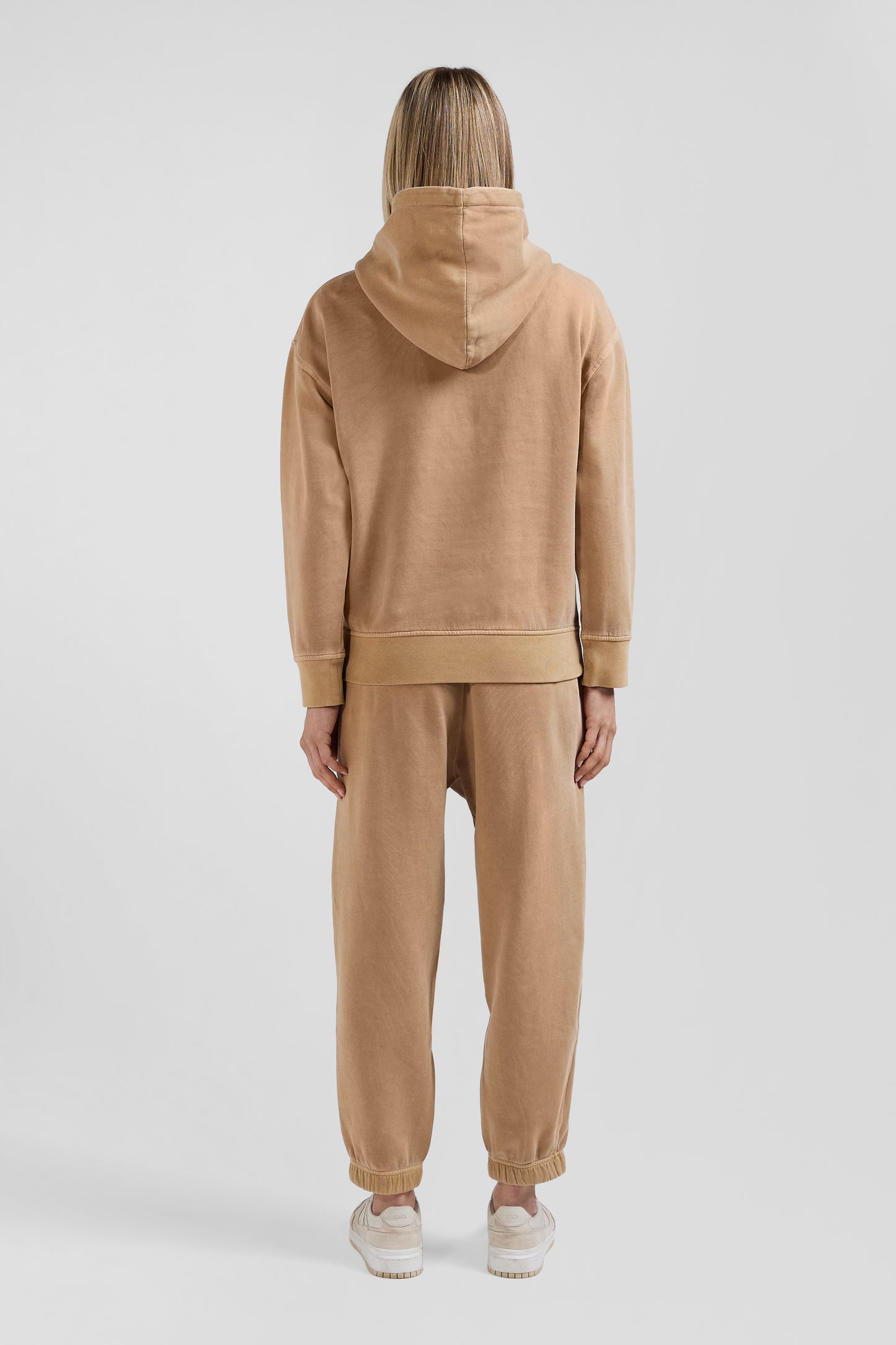 Sweatshirt à capuche unisexe en molleton coton marron surteint coupe Oversized - Image 10