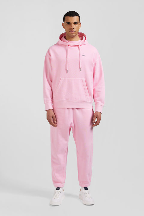 Oversize pink unisex dyed cotton fleece hoodie - Image 1