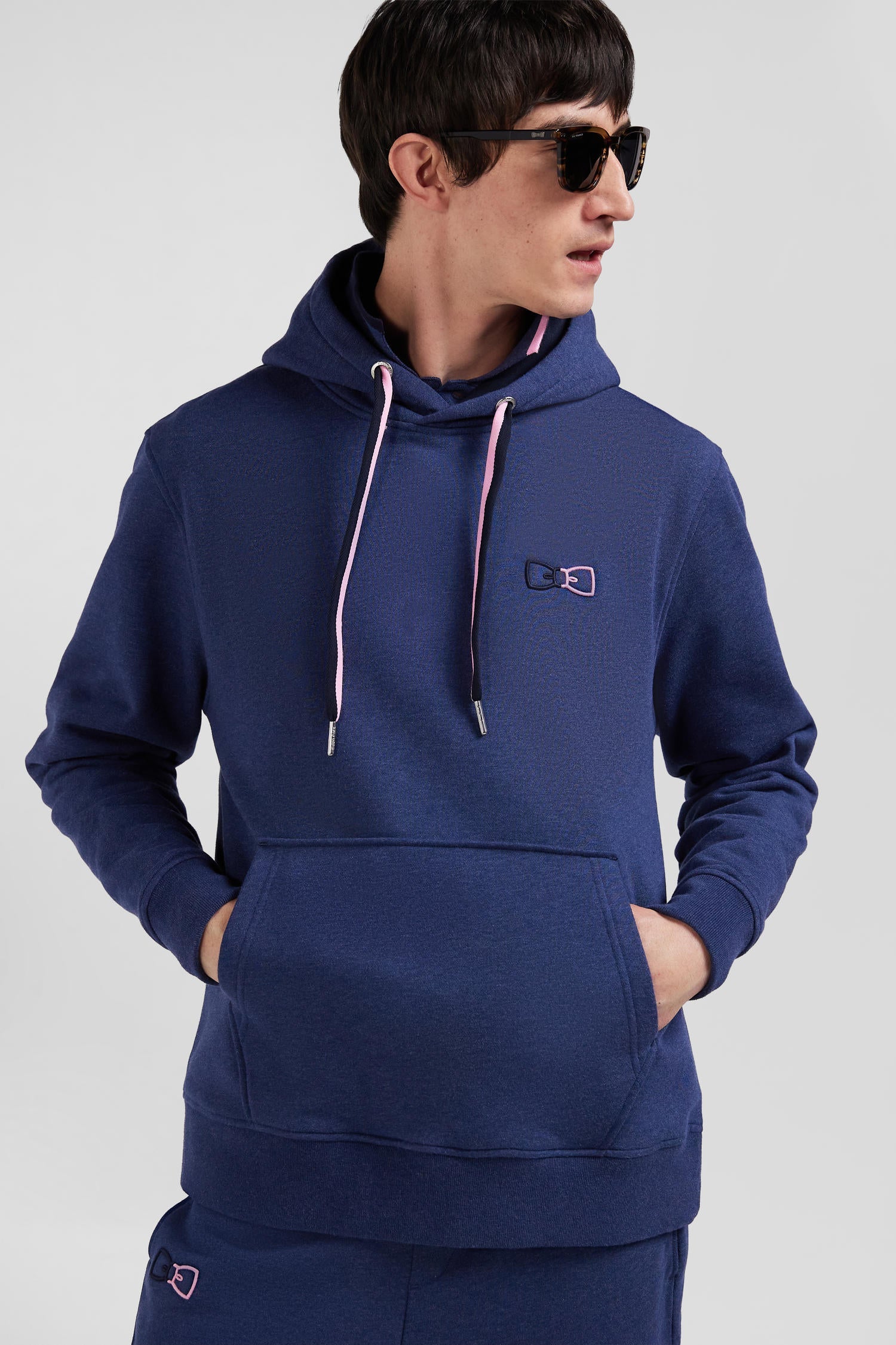 Sweatshirt à capuche en coton bleu marine coupe Relaxed