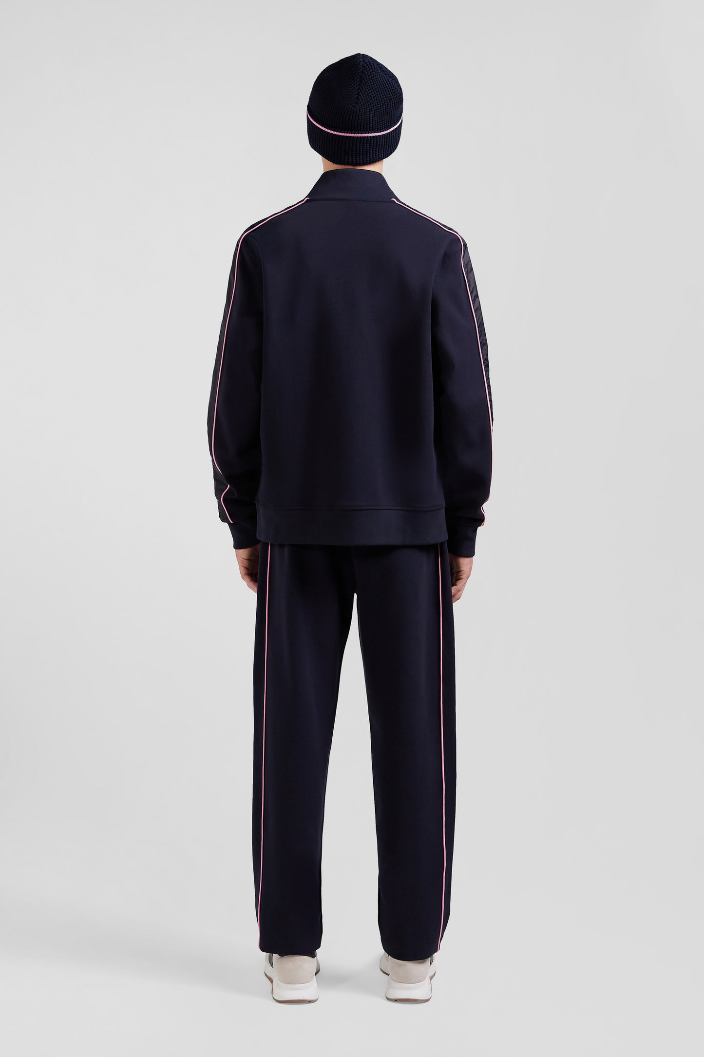 Regular navy blue zipped cotton blend sweatshirt